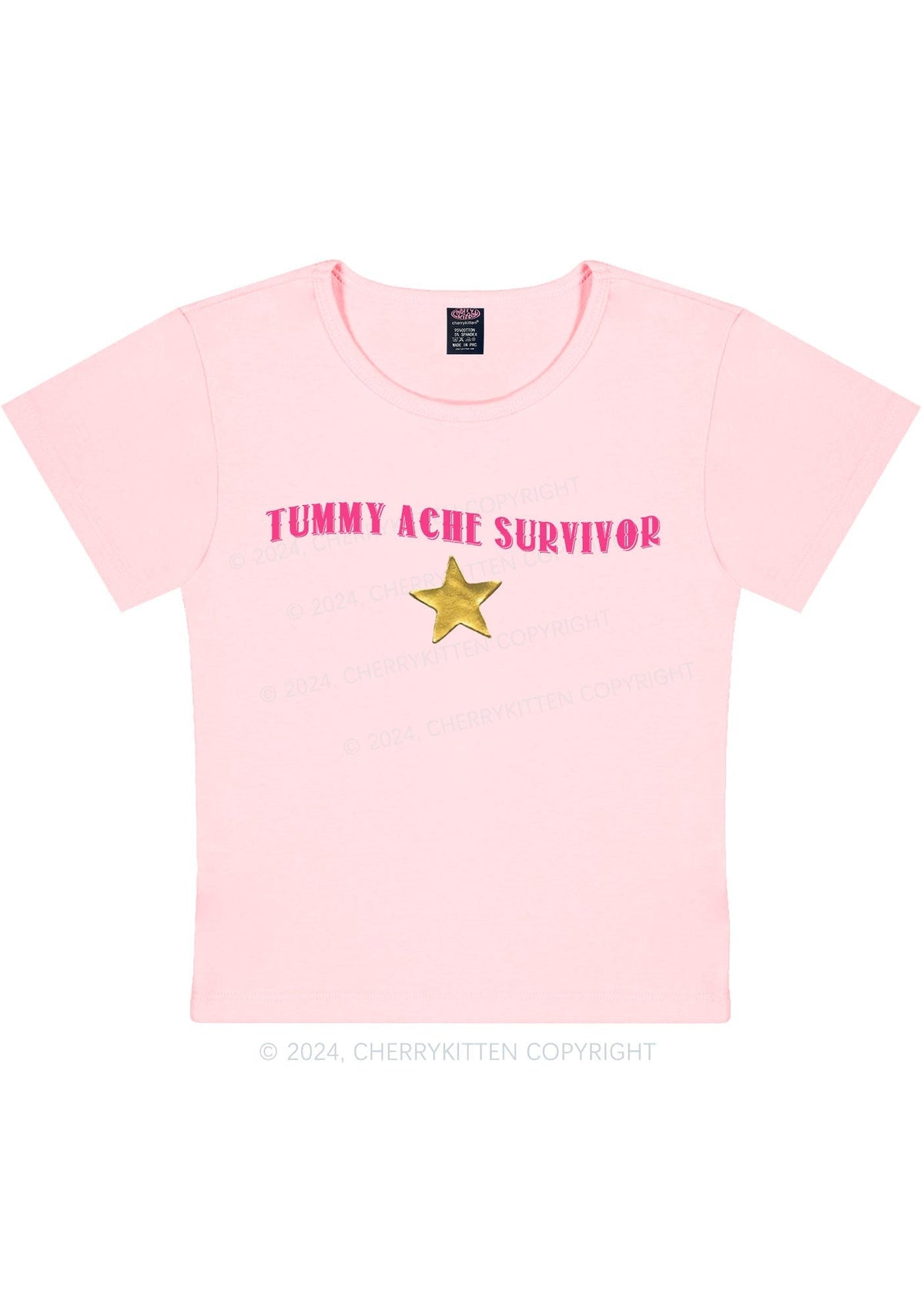 Tummy Ache Survivor Y2K Baby Tee Cherrykitten