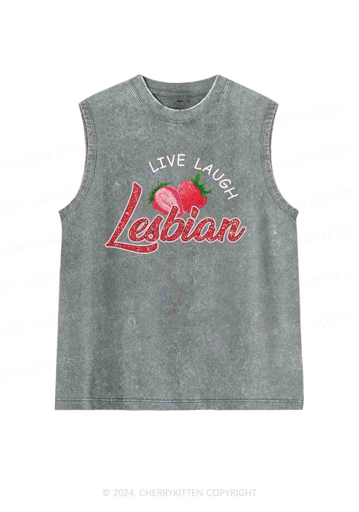 Live Laugh Lesbian Y2K Washed Tank Cherrykitten