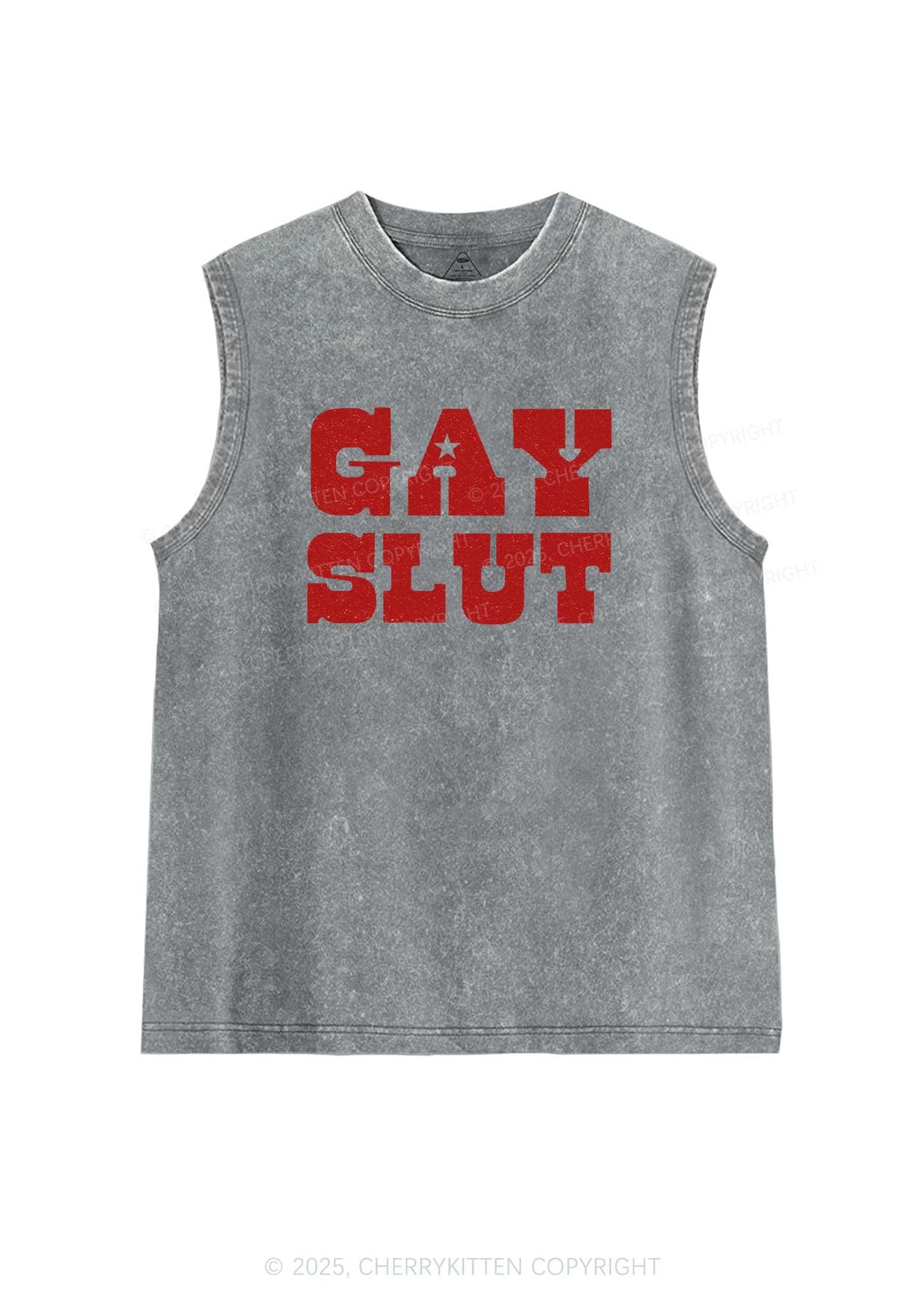 Gay Slxt Pride Y2K Washed Muscle Tank Cherrykitten