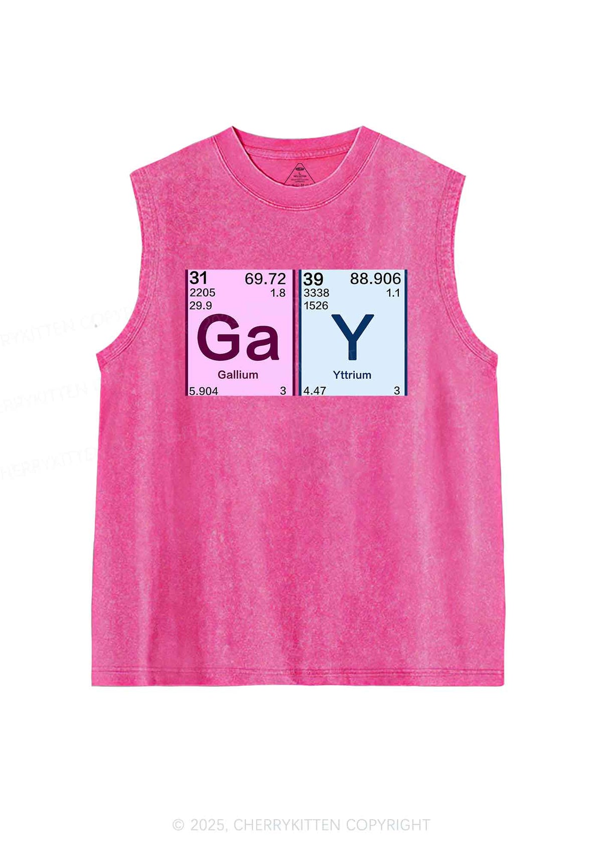 Gay Periodic Table Elements Pride Y2K Washed Muscle Tank Cherrykitten