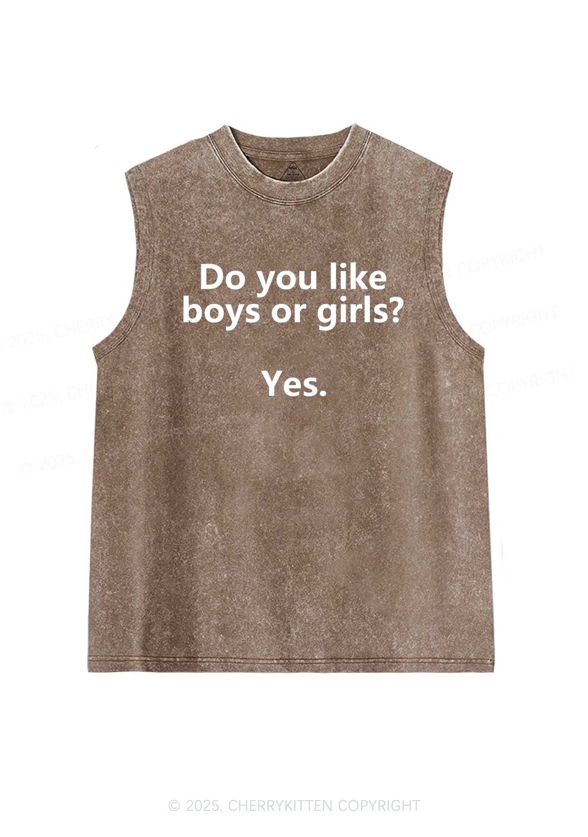 Do You Like Boys Or Girls Pride Y2K Washed Muscle Tank Cherrykitten