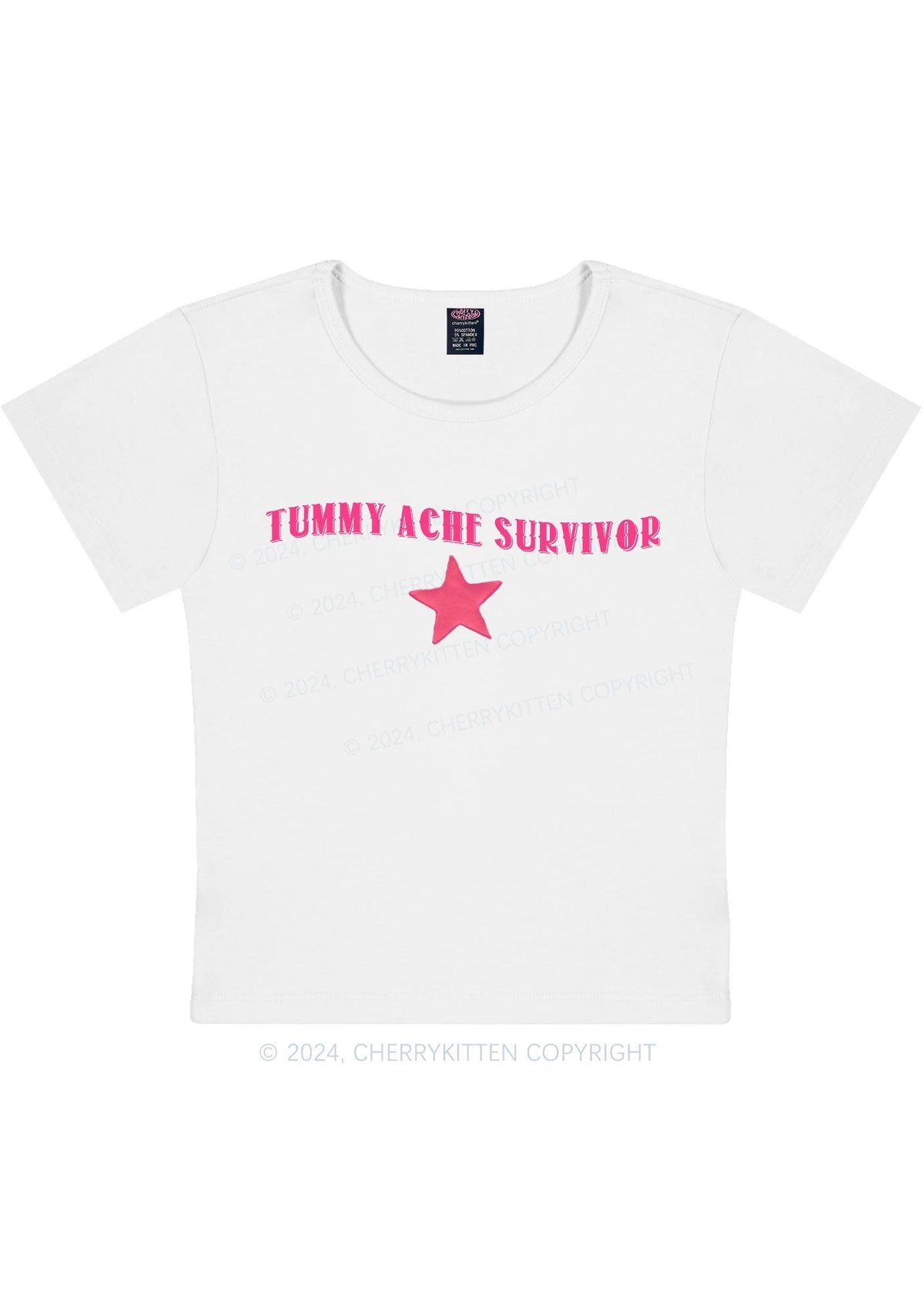 Tummy Ache Survivor Y2K Baby Tee Cherrykitten