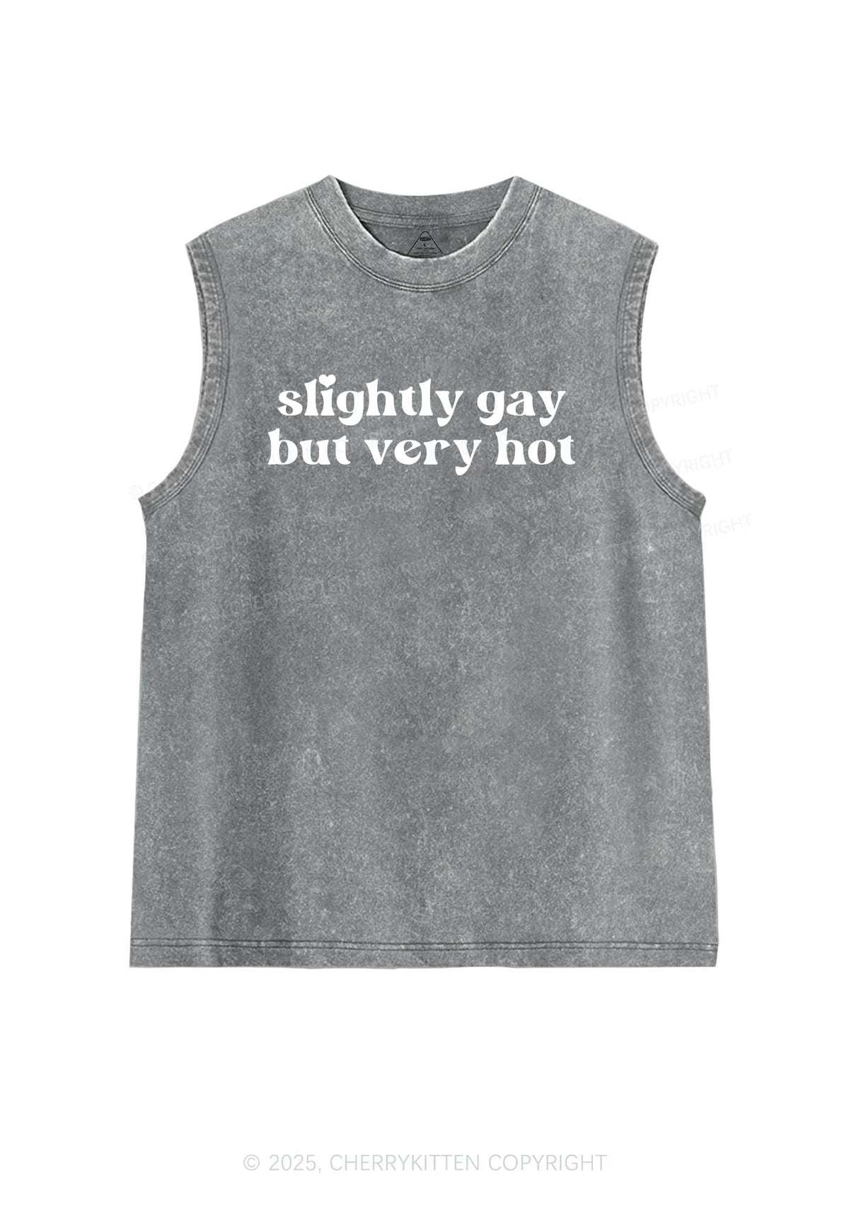 Slightly Gay But Very Hot Pride Y2K Washed Muscle Tank Cherrykitten