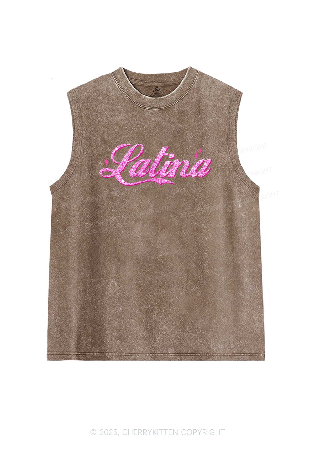 Pink Latina Y2K Washed Tank Cherrykitten