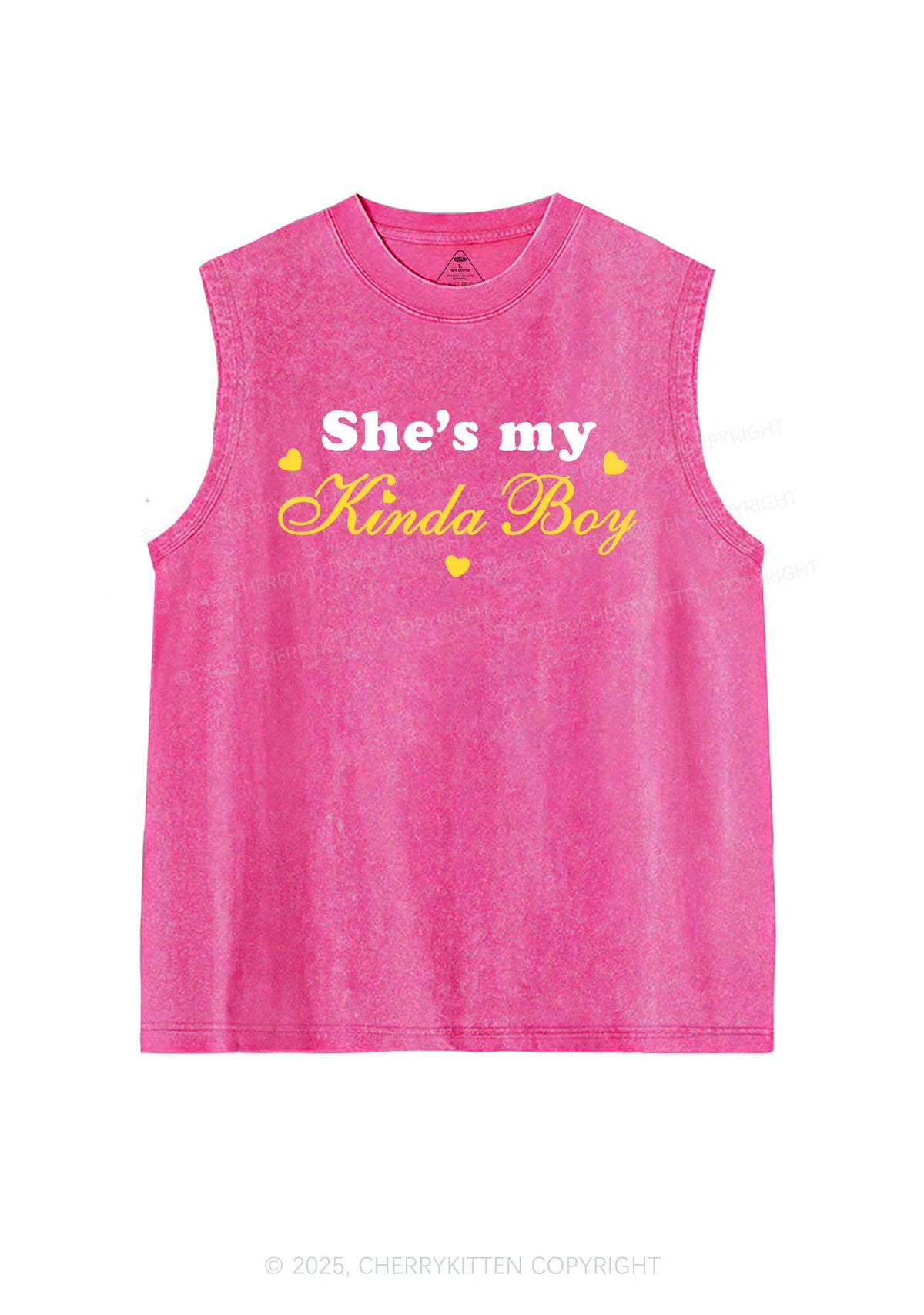 Shes My Kinda Boy Pride Y2K Washed Muscle Tank Cherrykitten