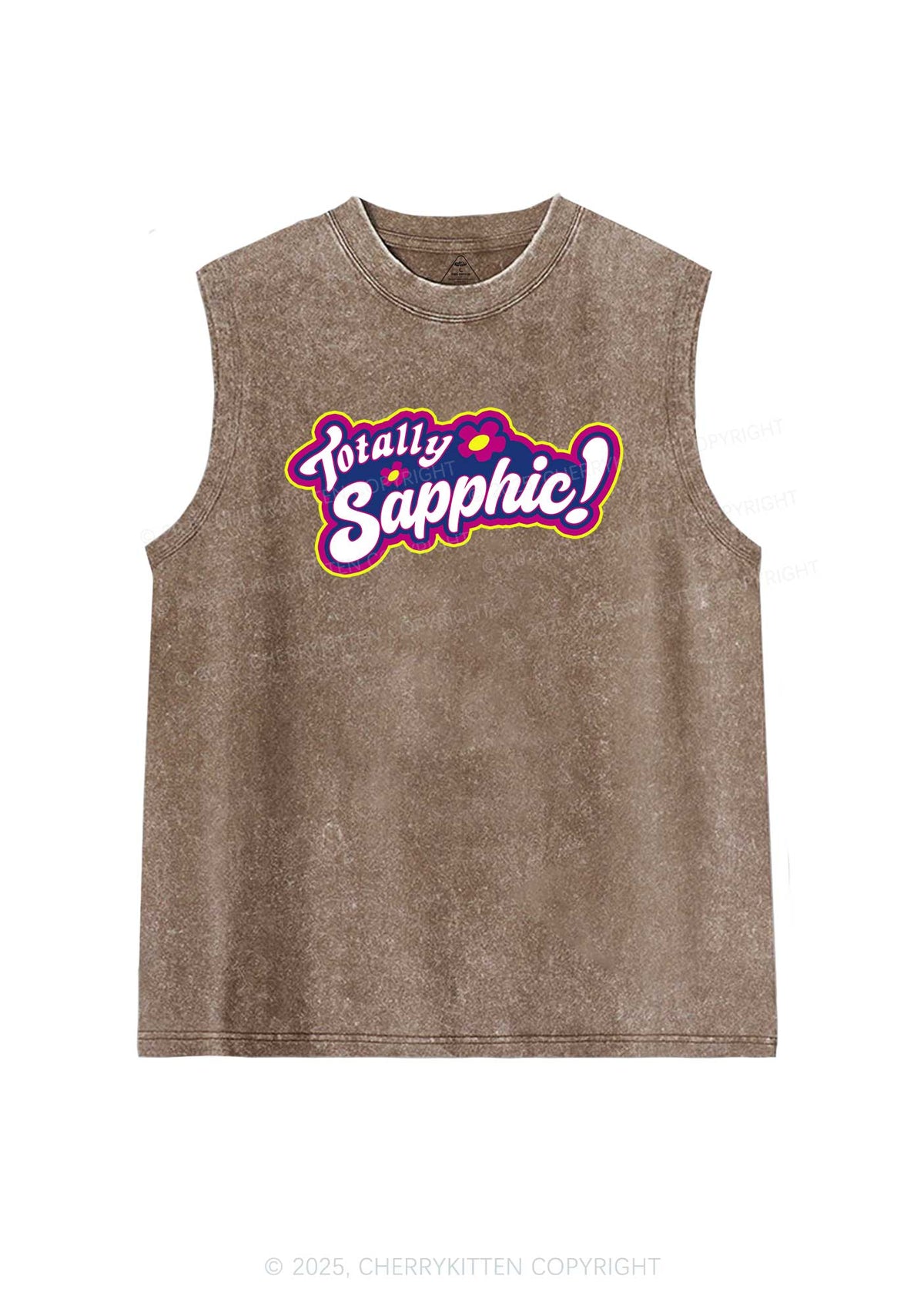Totally Sapphic Pride Y2K Washed Muscle Tank Cherrykitten