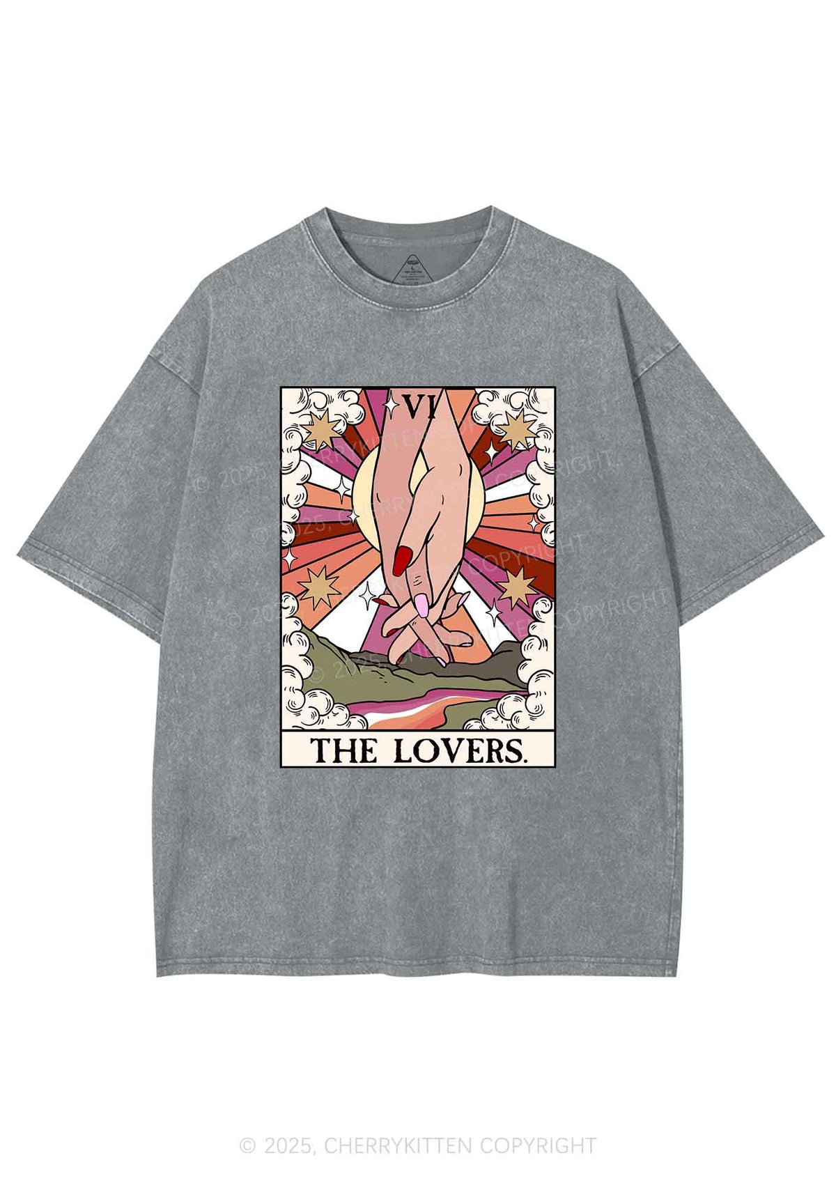 The Lesbian Lovers Y2K Shirts Washed Tee Cherrykitten