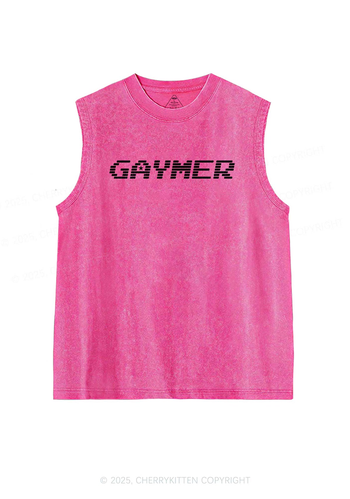 Gaymer Pride Y2K Washed Muscle Tank Cherrykitten