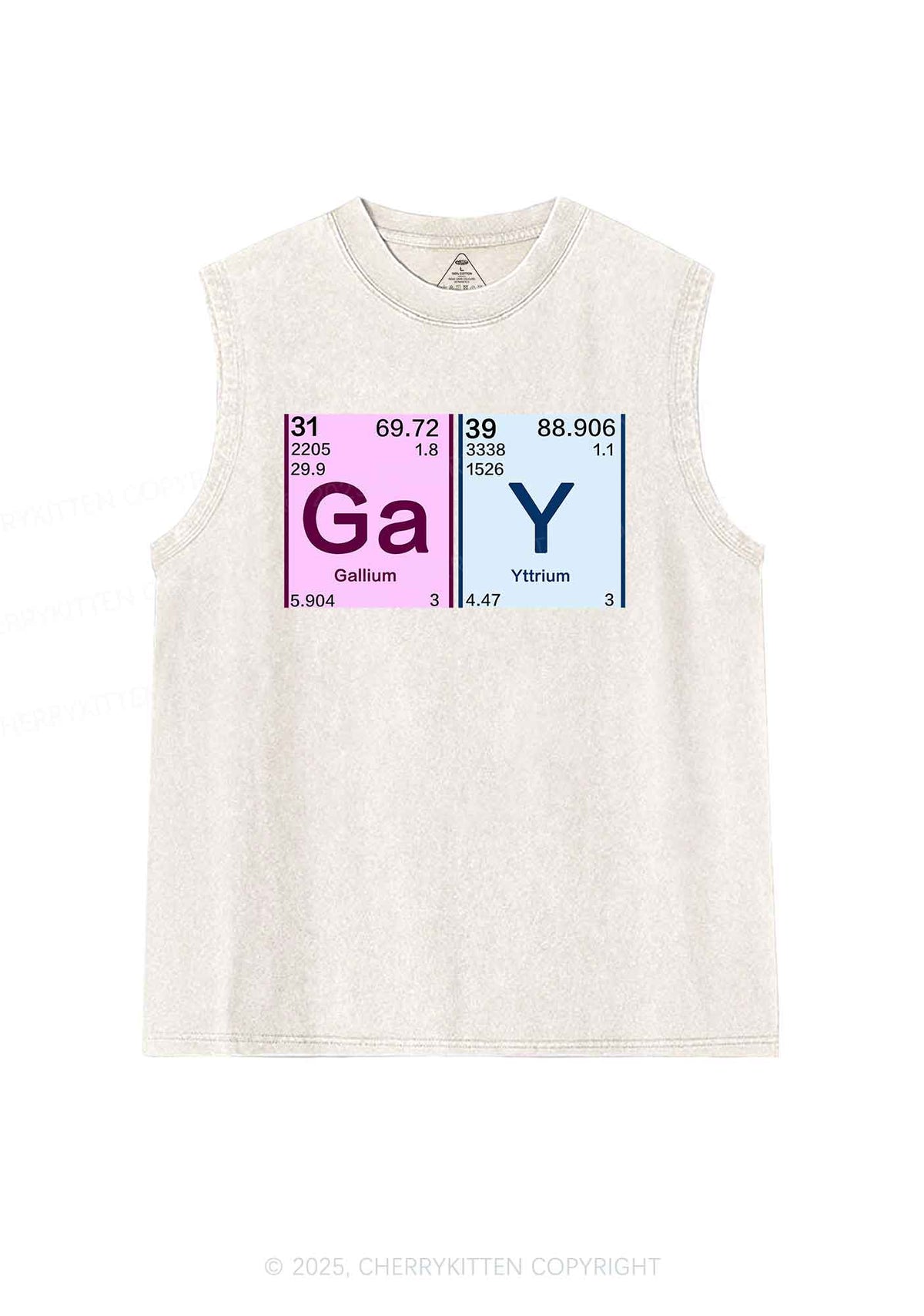 Gay Periodic Table Elements Pride Y2K Washed Muscle Tank Cherrykitten