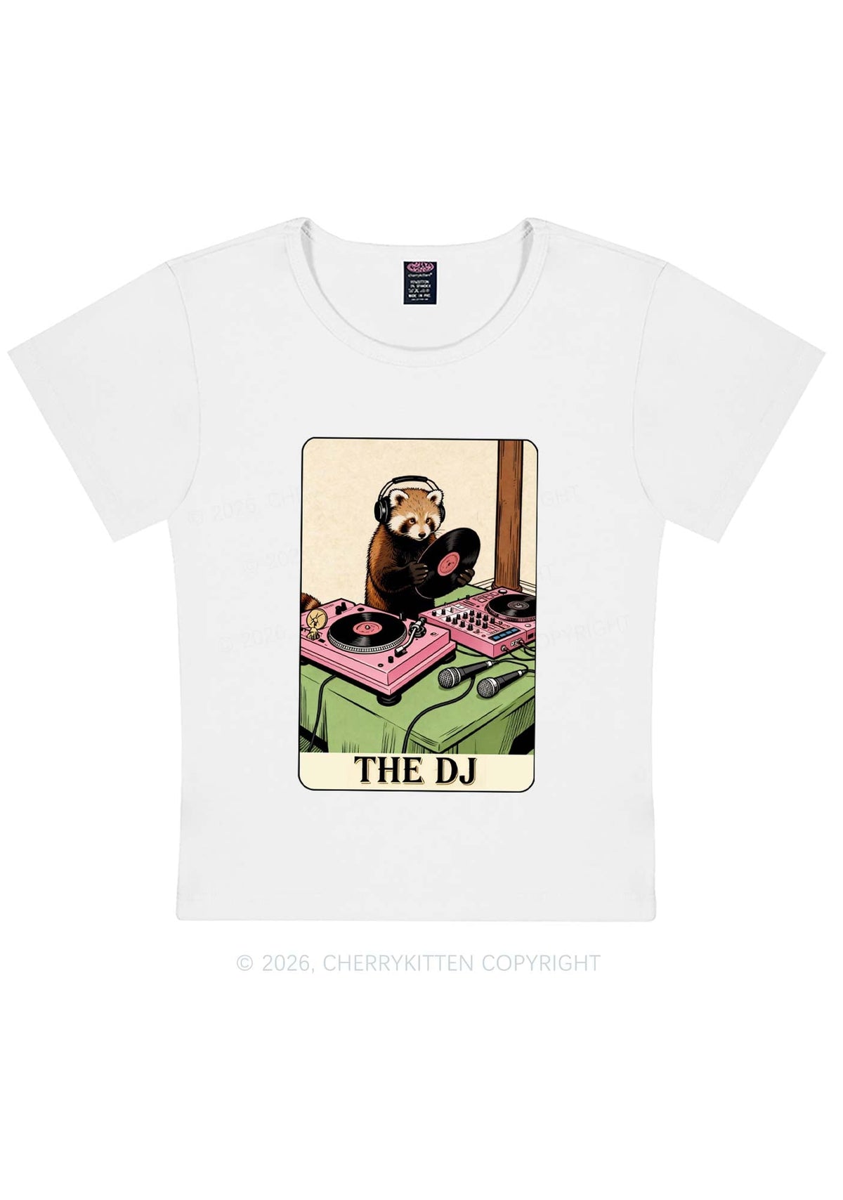 The DJ Raccoon Y2K Baby Tee Cherrykitten