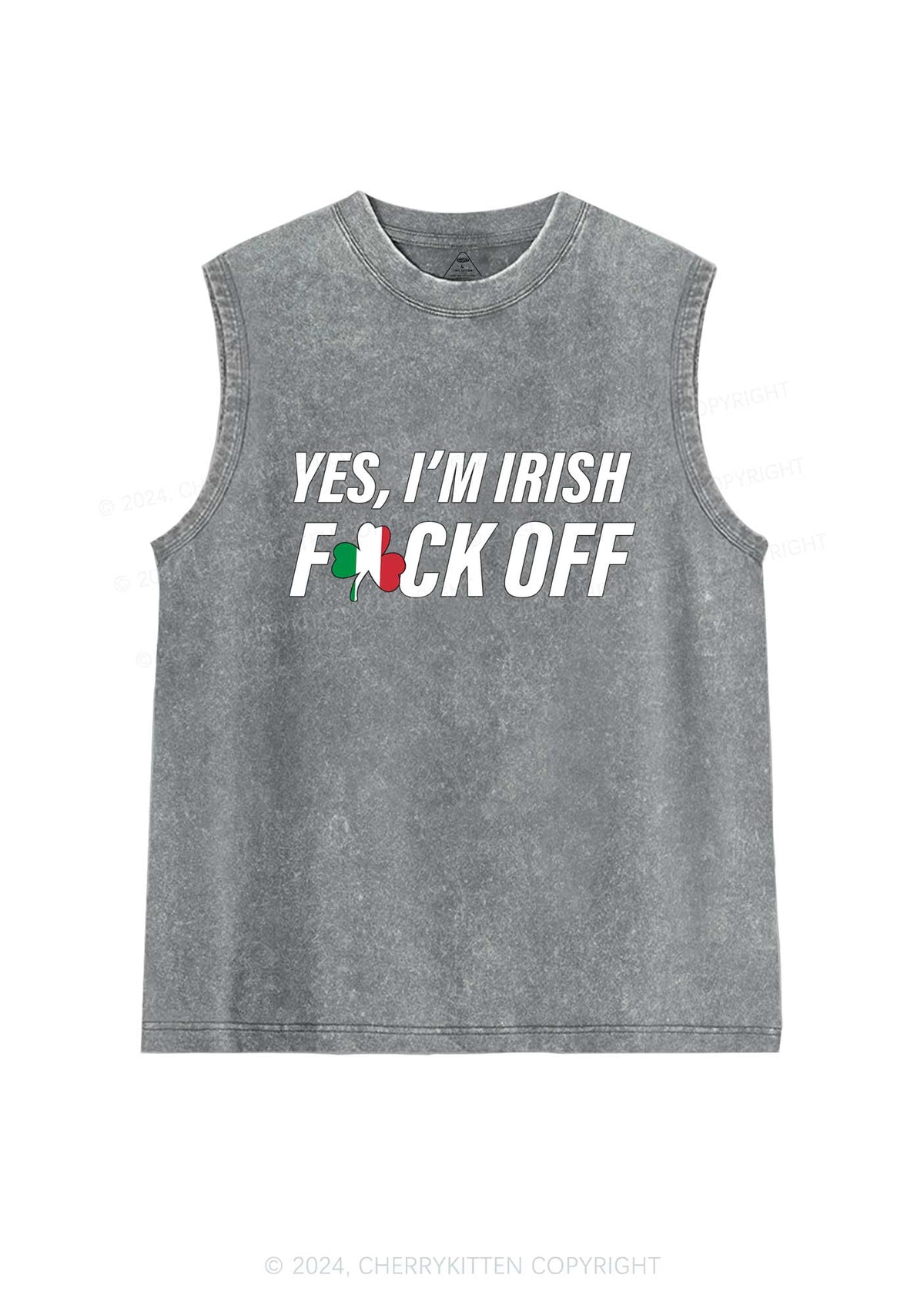 Yes Im Irish St Patricks Y2K Washed Tank Cherrykitten