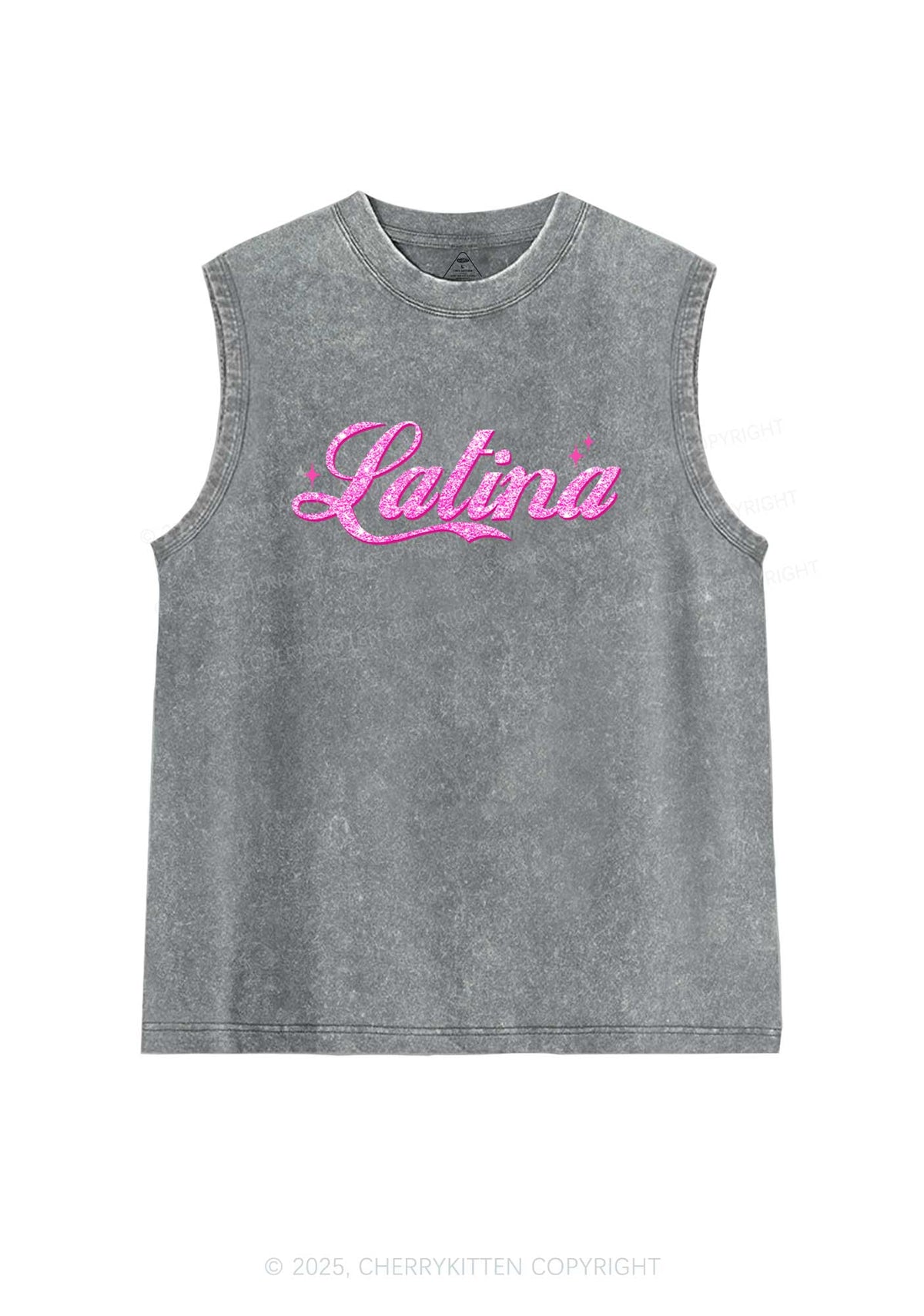 Pink Latina Y2K Washed Tank Cherrykitten