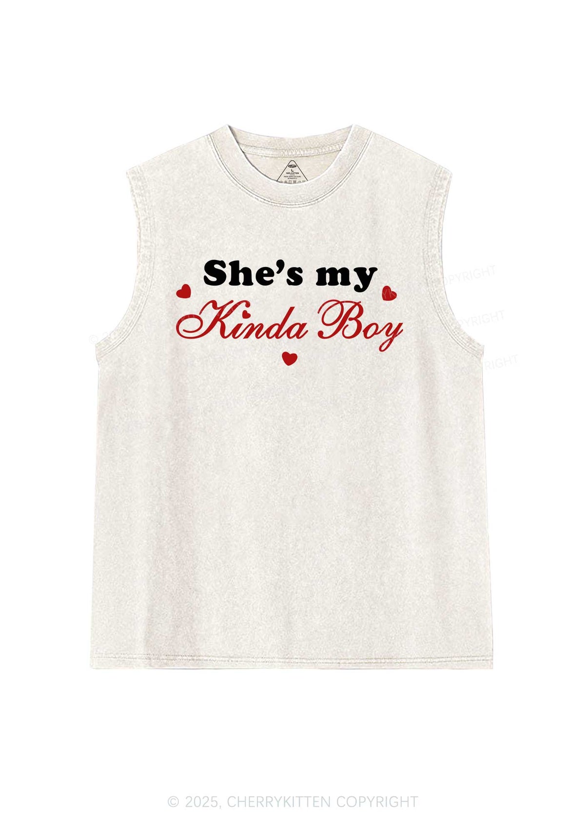 Shes My Kinda Boy Pride Y2K Washed Muscle Tank Cherrykitten
