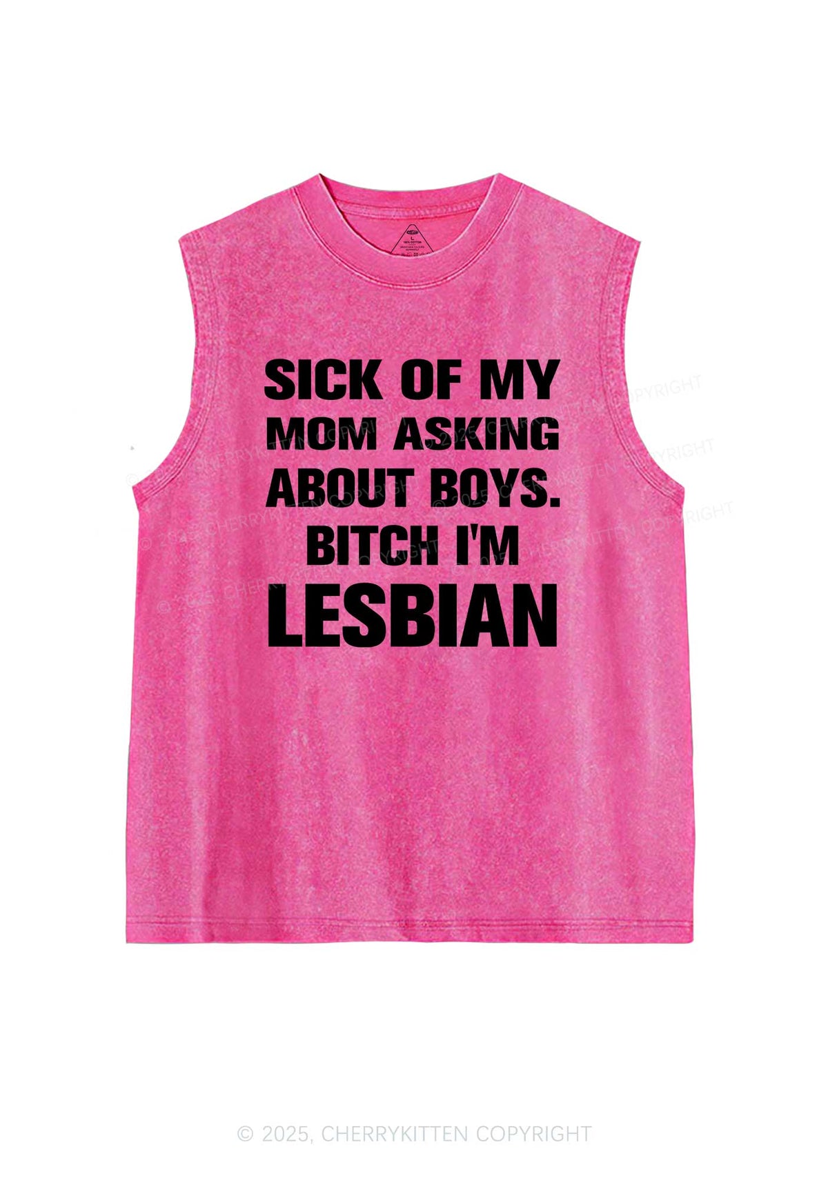 Bxxch Im Lesbian Pride Y2K Washed Muscle Tank Cherrykitten