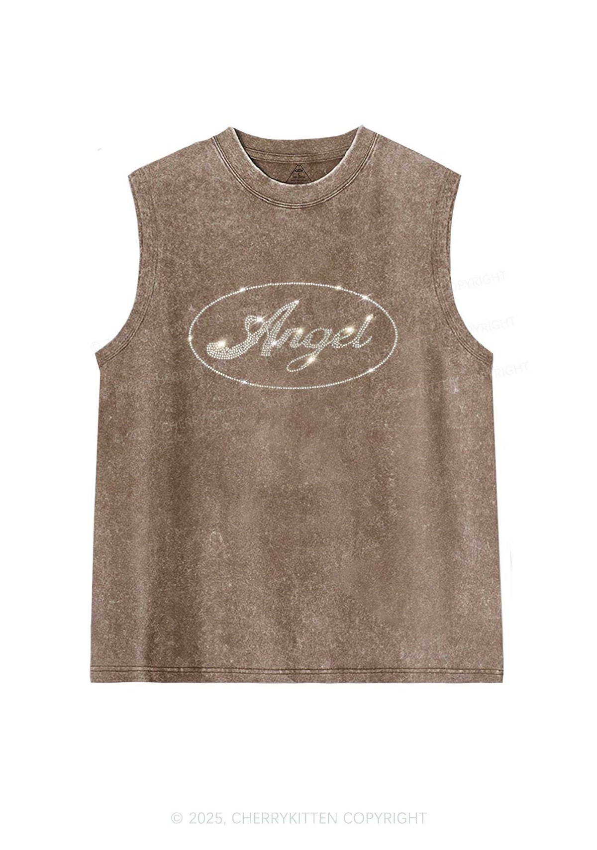 Rhinestone Angel Y2K Washed Muscle Tank Cherrykitten
