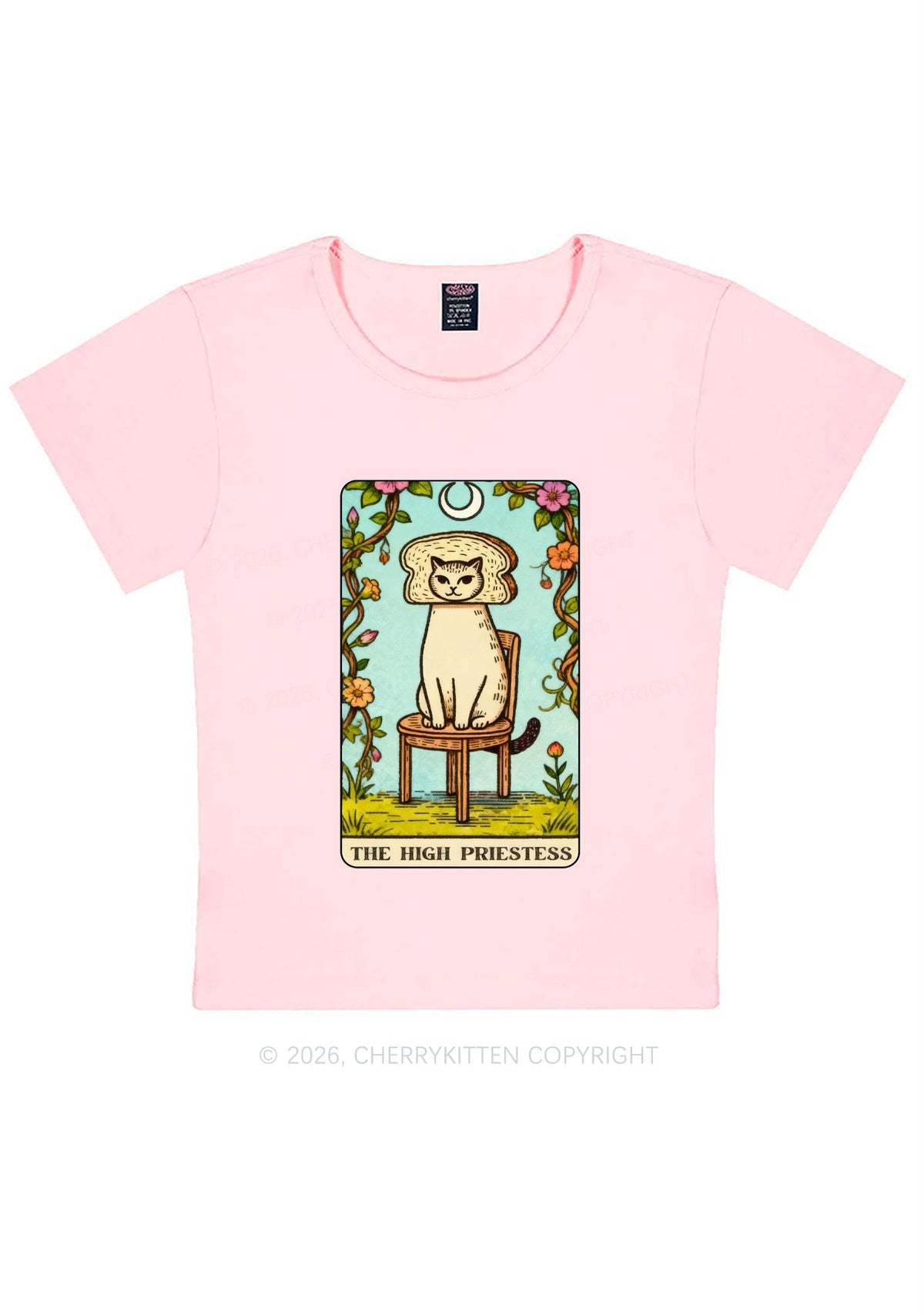 Breadhead Cat Y2K Baby Tee Cherrykitten