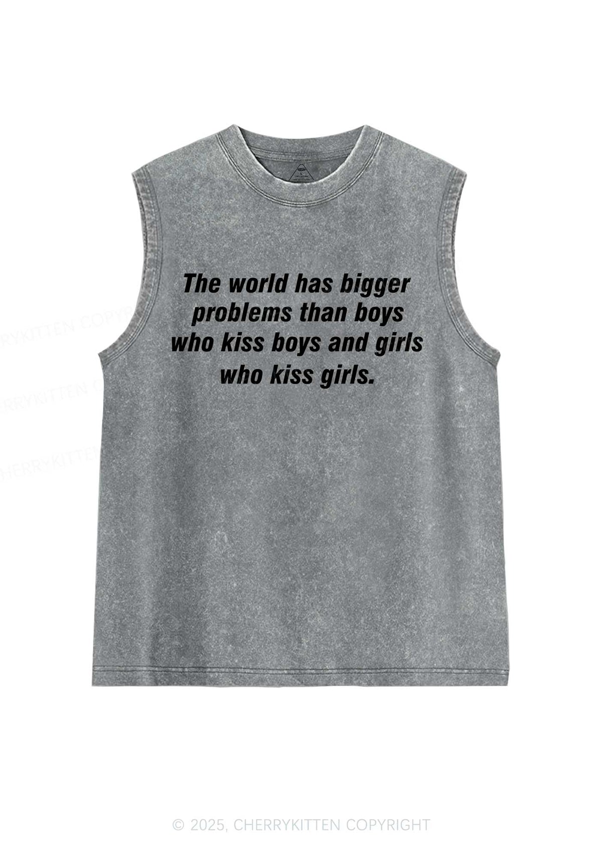 Who Kiss Girls Pride Y2K Washed Muscle Tank Cherrykitten