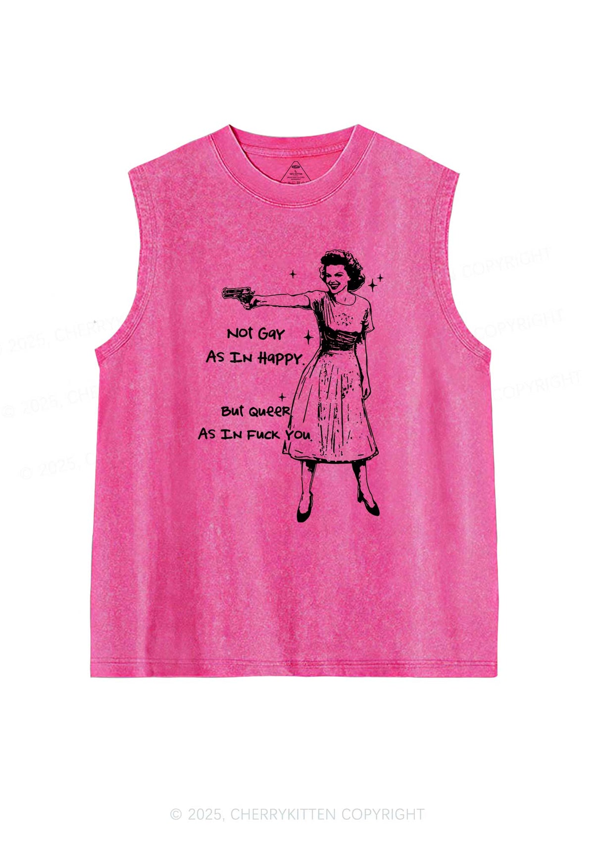 But Queer As In Pride Y2K Washed Muscle Tank Cherrykitten