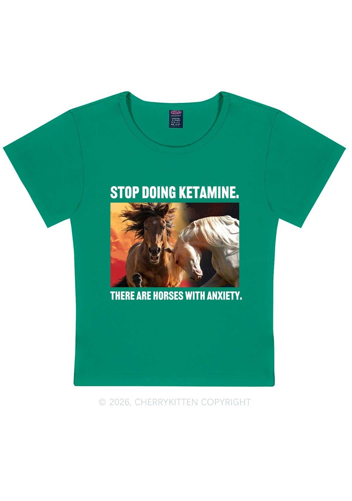 There Are Horses With Anxiety Y2K Baby Tee Cherrykitten