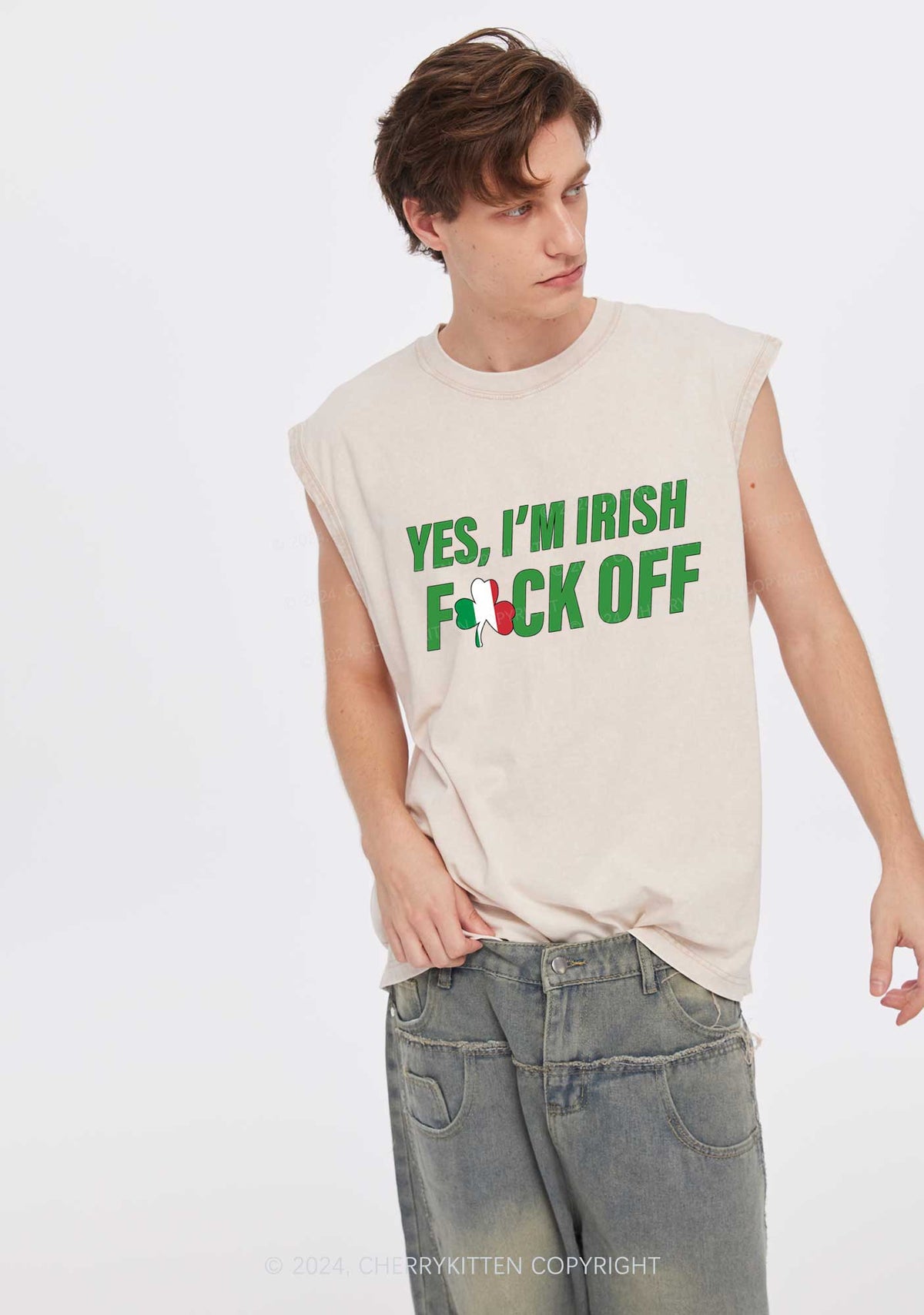 Yes Im Irish St Patricks Y2K Washed Tank Cherrykitten