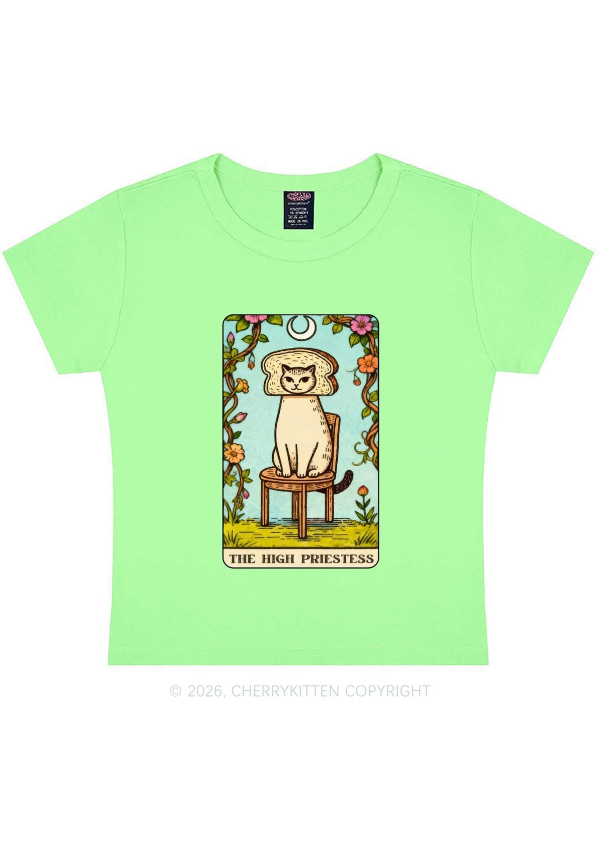 Breadhead Cat Y2K Baby Tee Cherrykitten