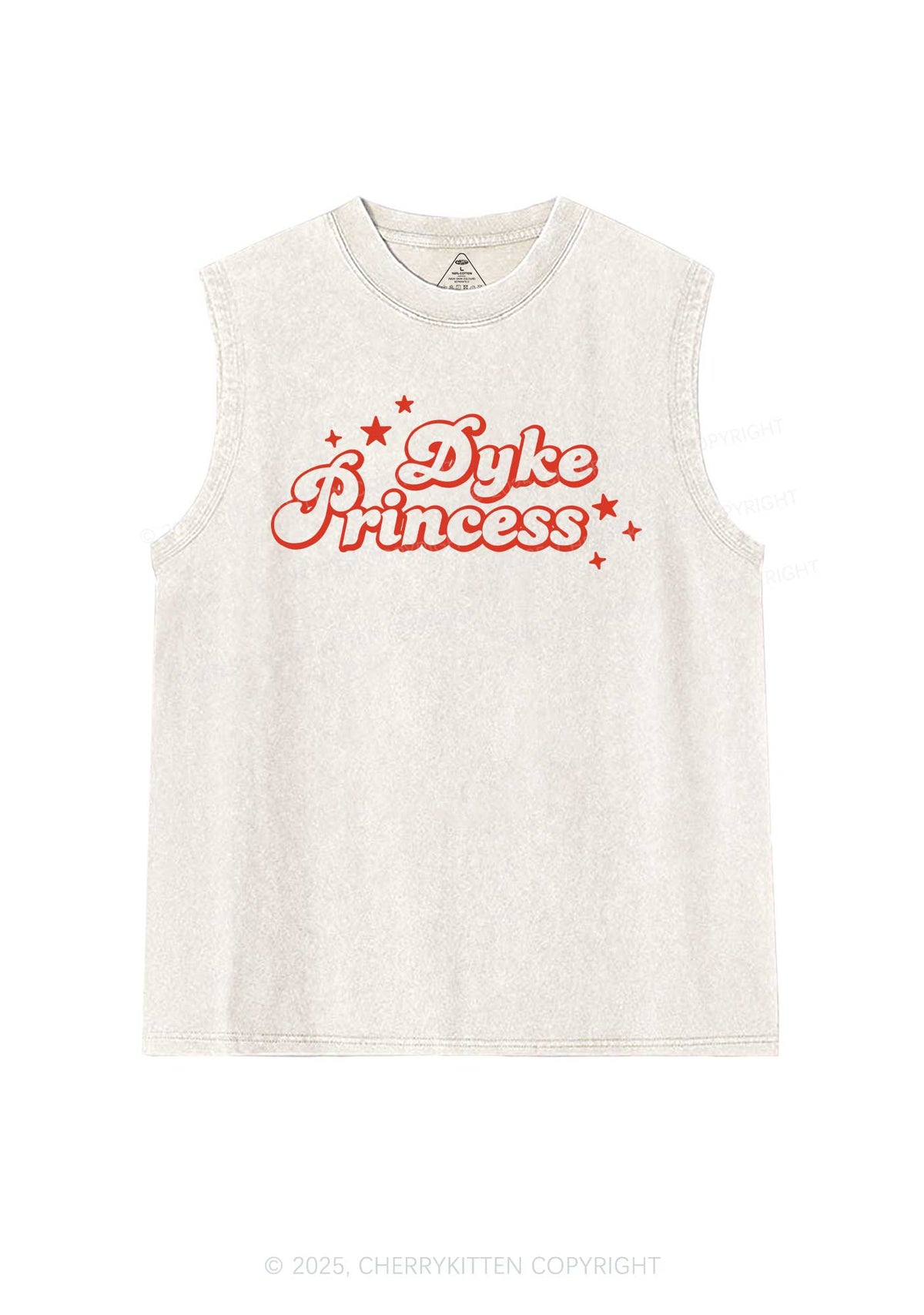 Dyke Princess Pride Y2K Washed Muscle Tank Cherrykitten