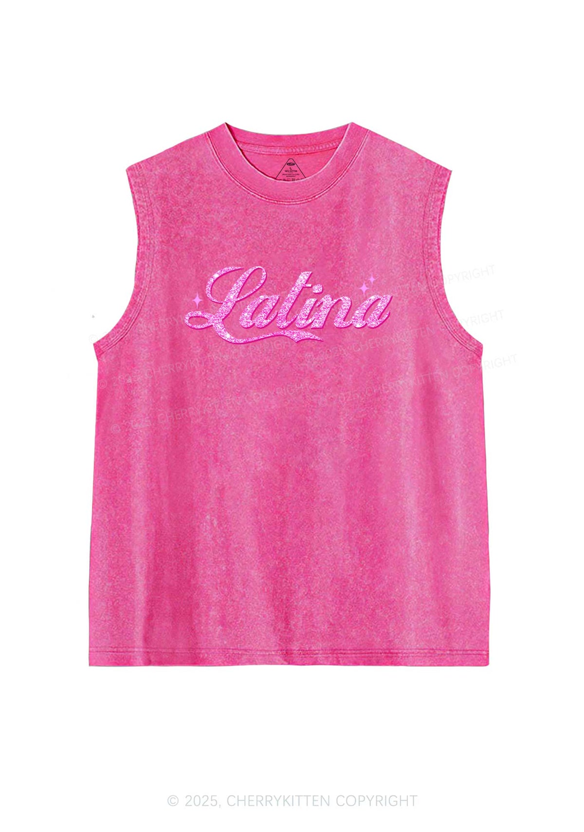 Pink Latina Y2K Washed Tank Cherrykitten