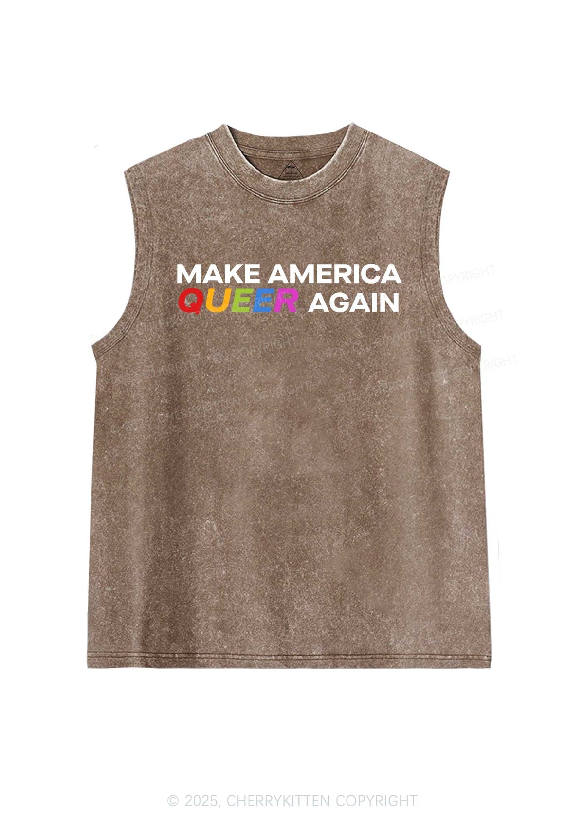 Make America Queer Again Pride Y2K Washed Muscle Tank Cherrykitten
