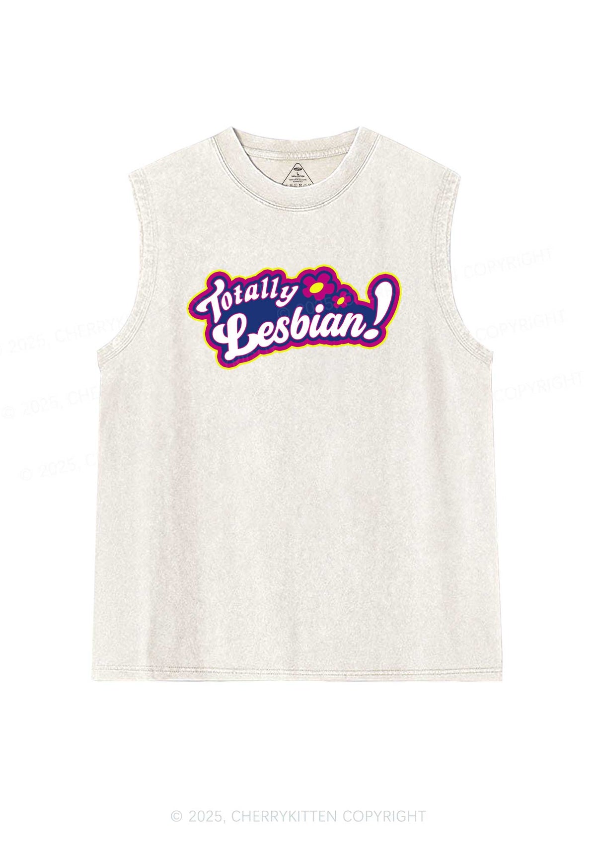Totally Lesbian Pride Y2K Washed Muscle Tank Cherrykitten