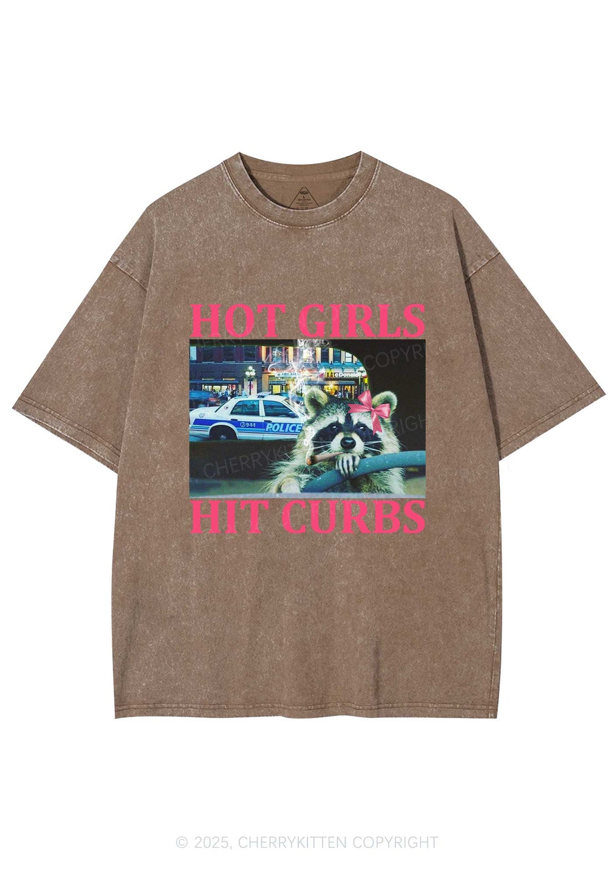 Hot Girls Hit Curbs Y2K Washed Tee Cherrykitten