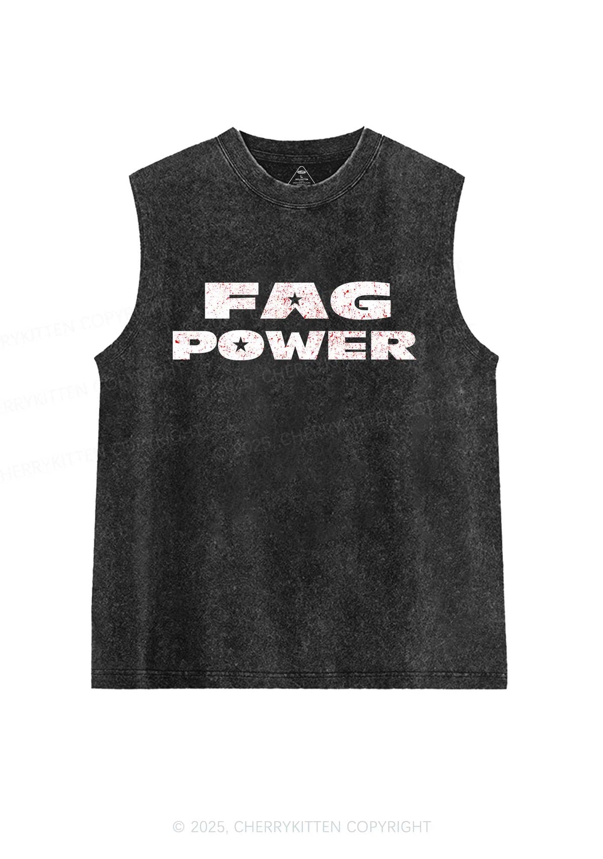 Fag Power Pride Y2K Washed Muscle Tank Cherrykitten