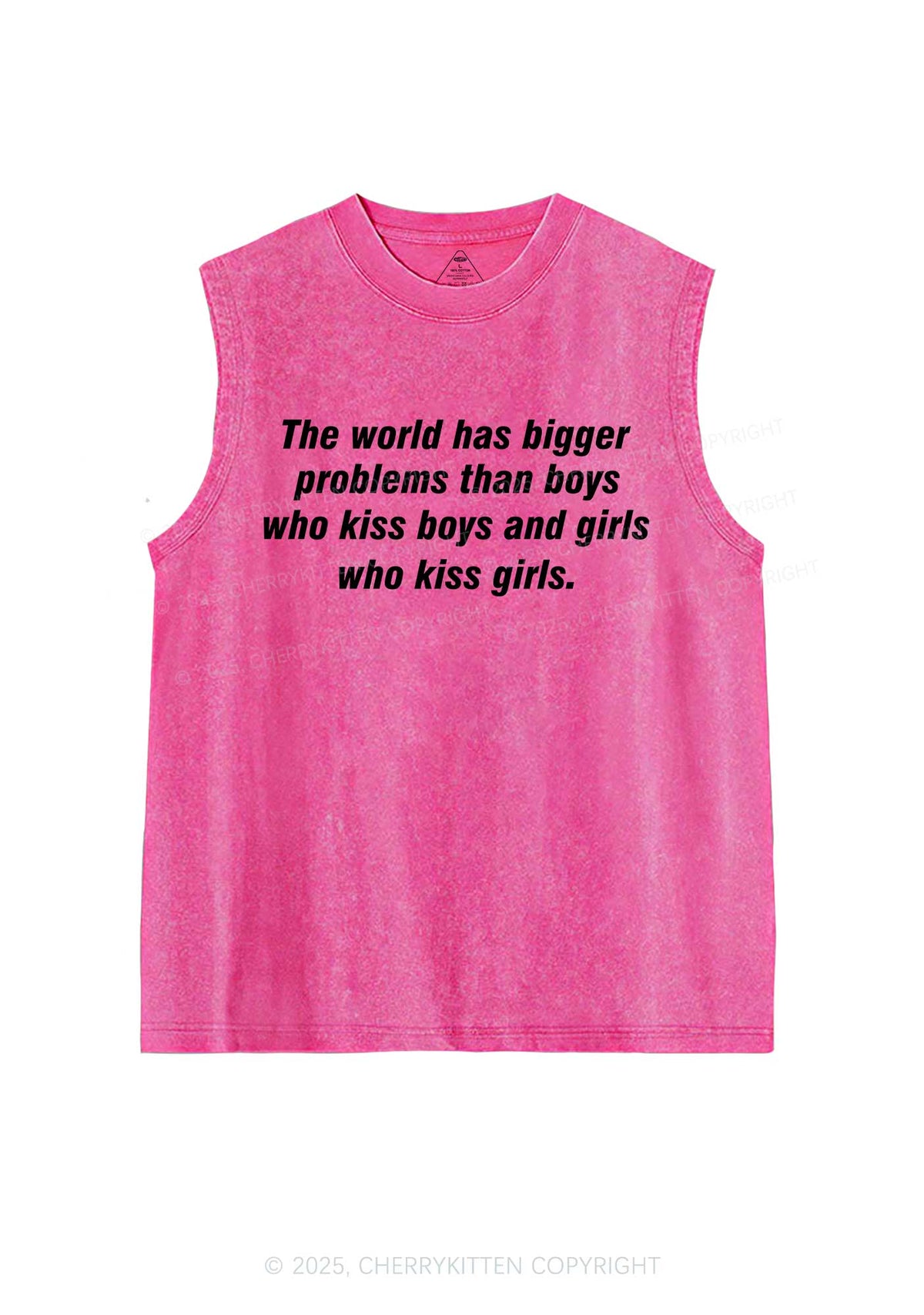 Who Kiss Girls Pride Y2K Washed Muscle Tank Cherrykitten