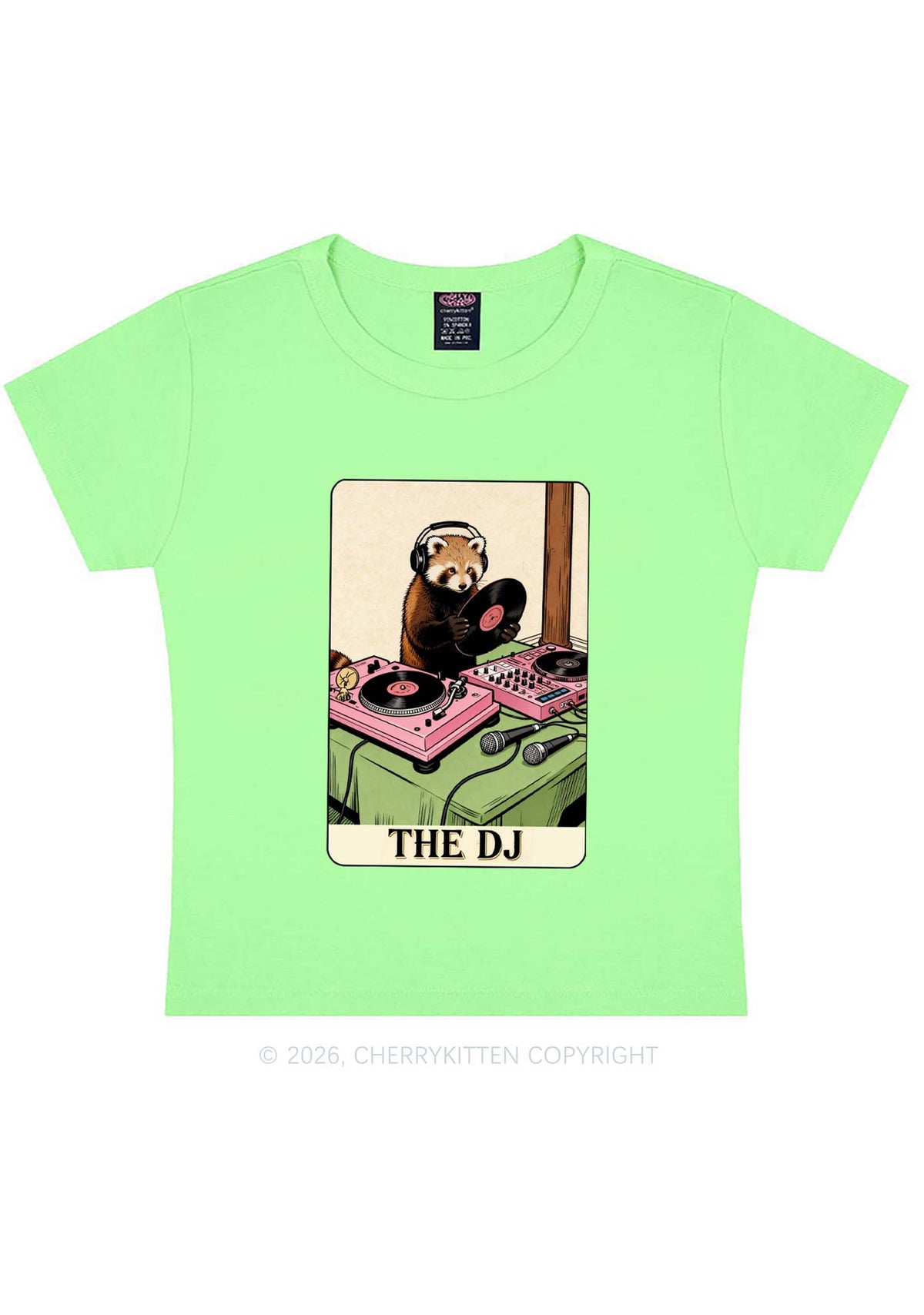 The DJ Raccoon Y2K Baby Tee Cherrykitten