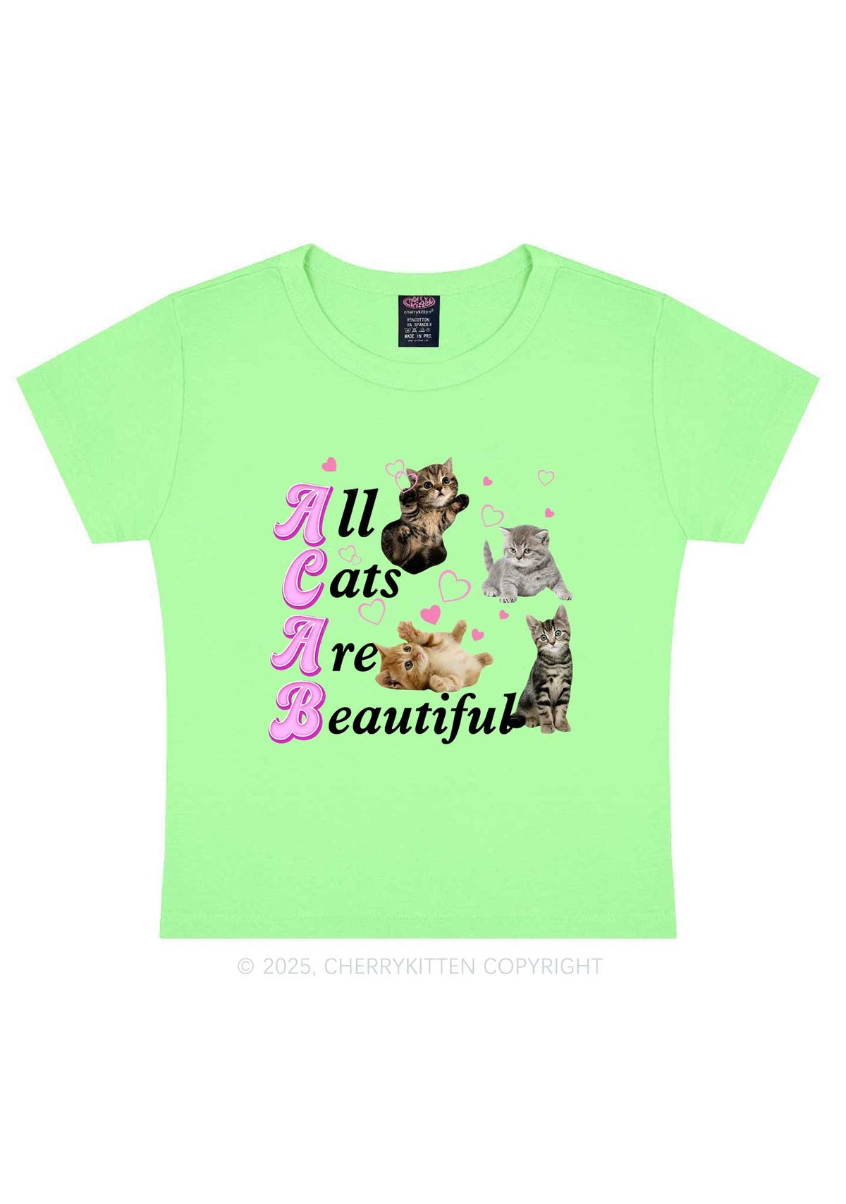 All Cats Are Beautiful Y2K Baby Tee Cherrykitten