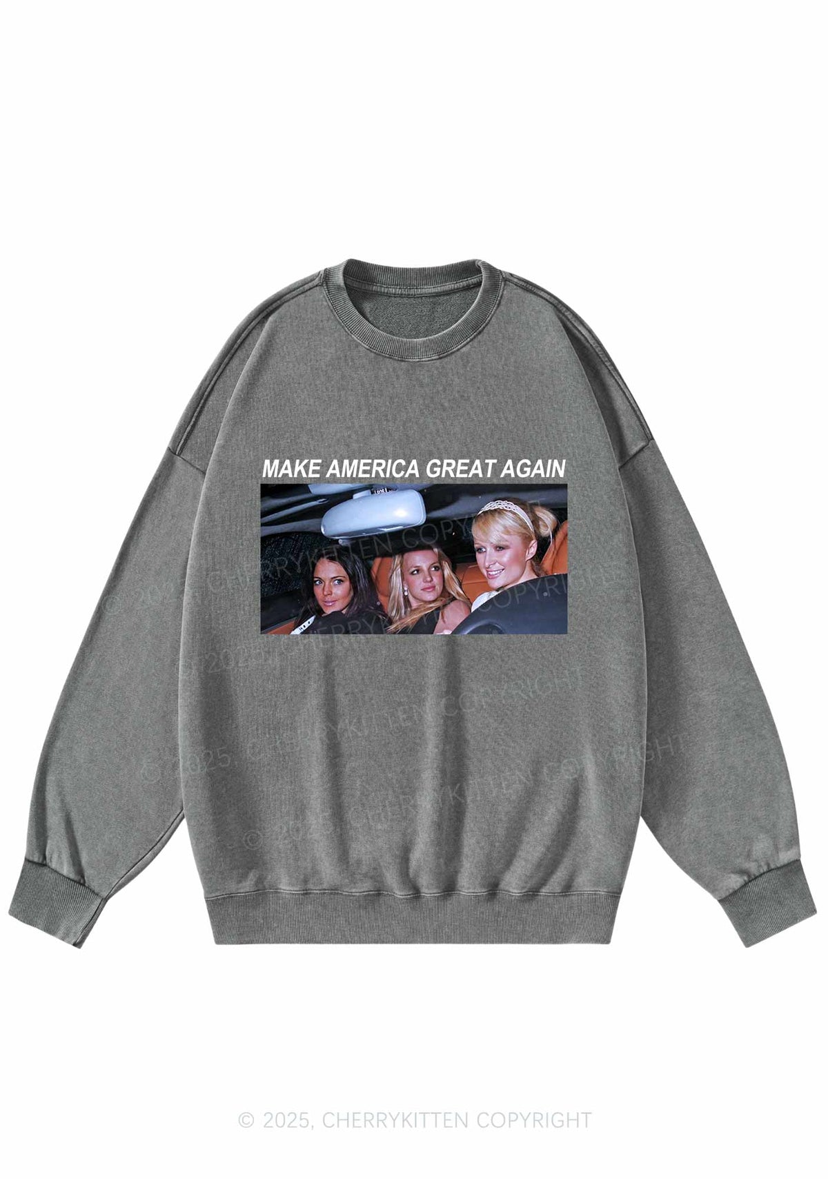 Make America Great Y2K Washed Sweatshirts Cherrykitten