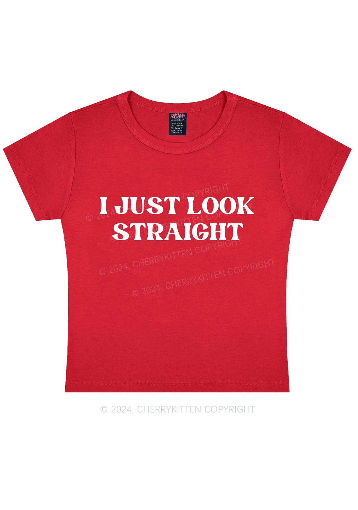 I Just Look Straight Y2k Baby Tee