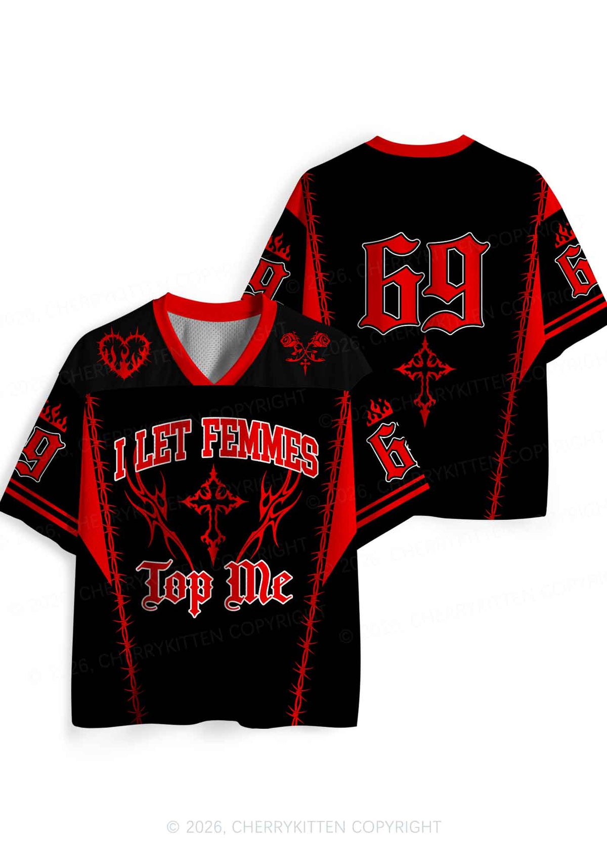 Black I Let Femmes Top Me Pride Y2K Sport Jersey Shirts Cherrykitten