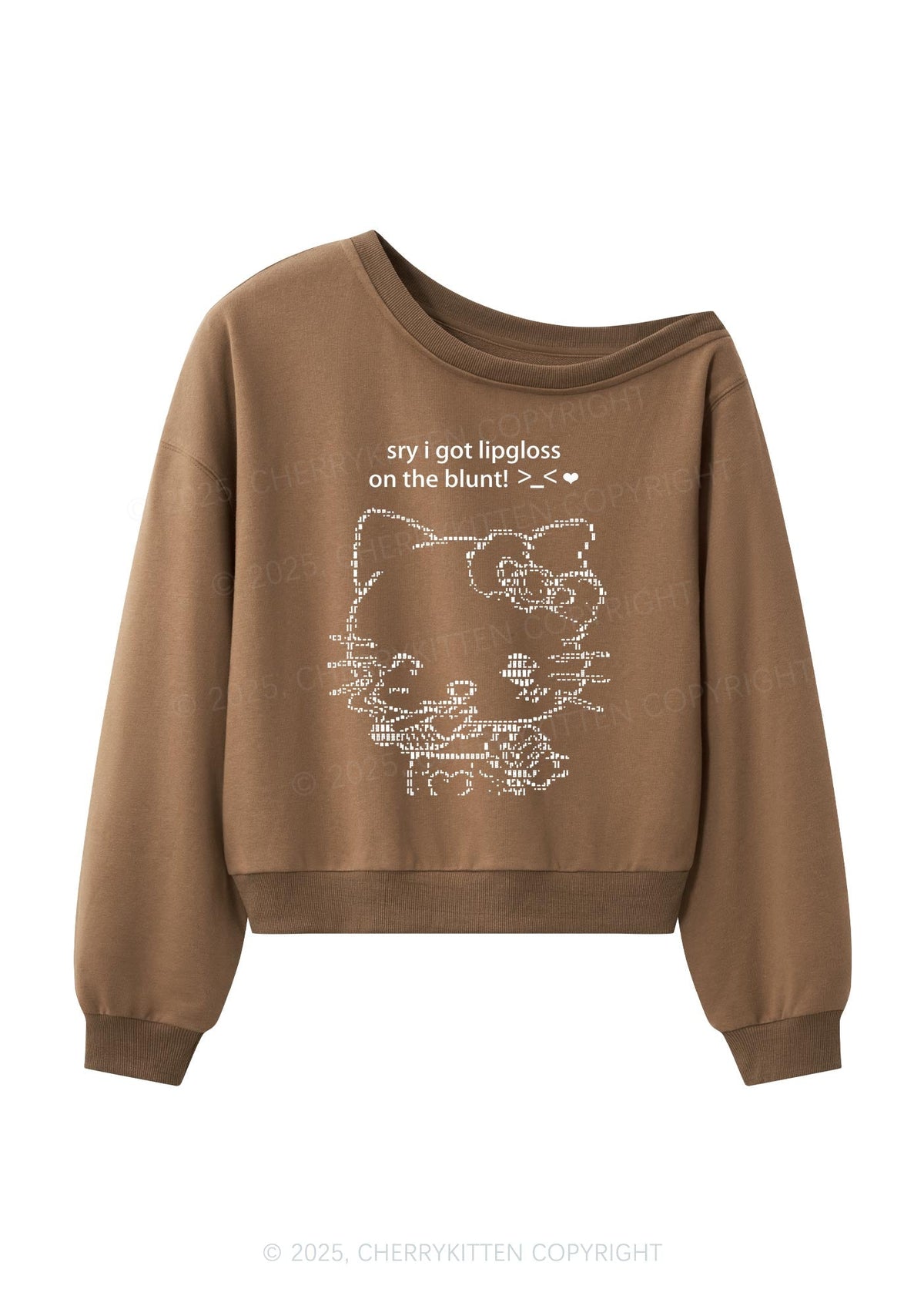 Sorry About Lipgloss Y2K Off Shoulder Sweatshirts Cherrykitten