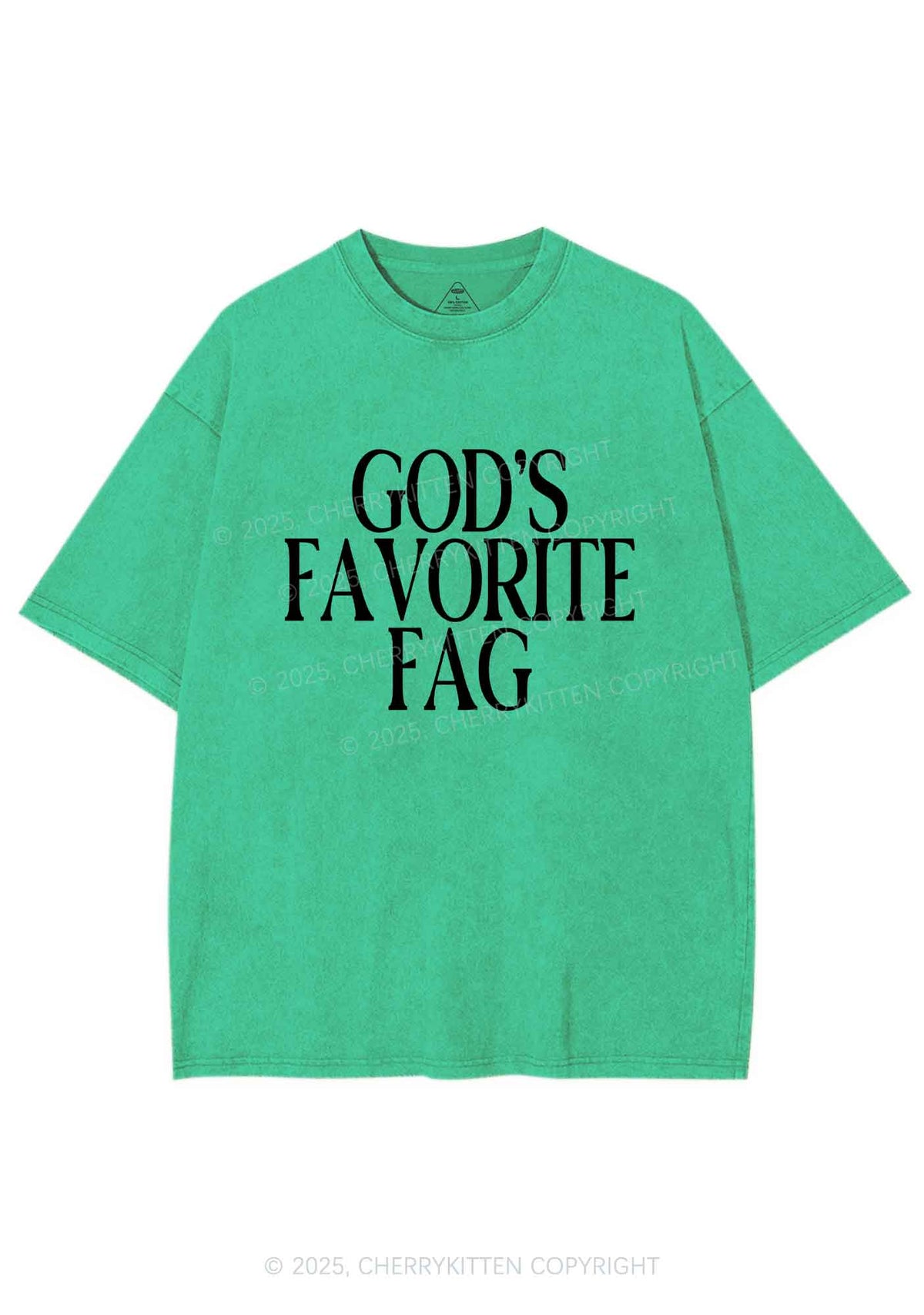 Gods Favorite Fag Pride Y2K Shirts Washed Tee Cherrykitten