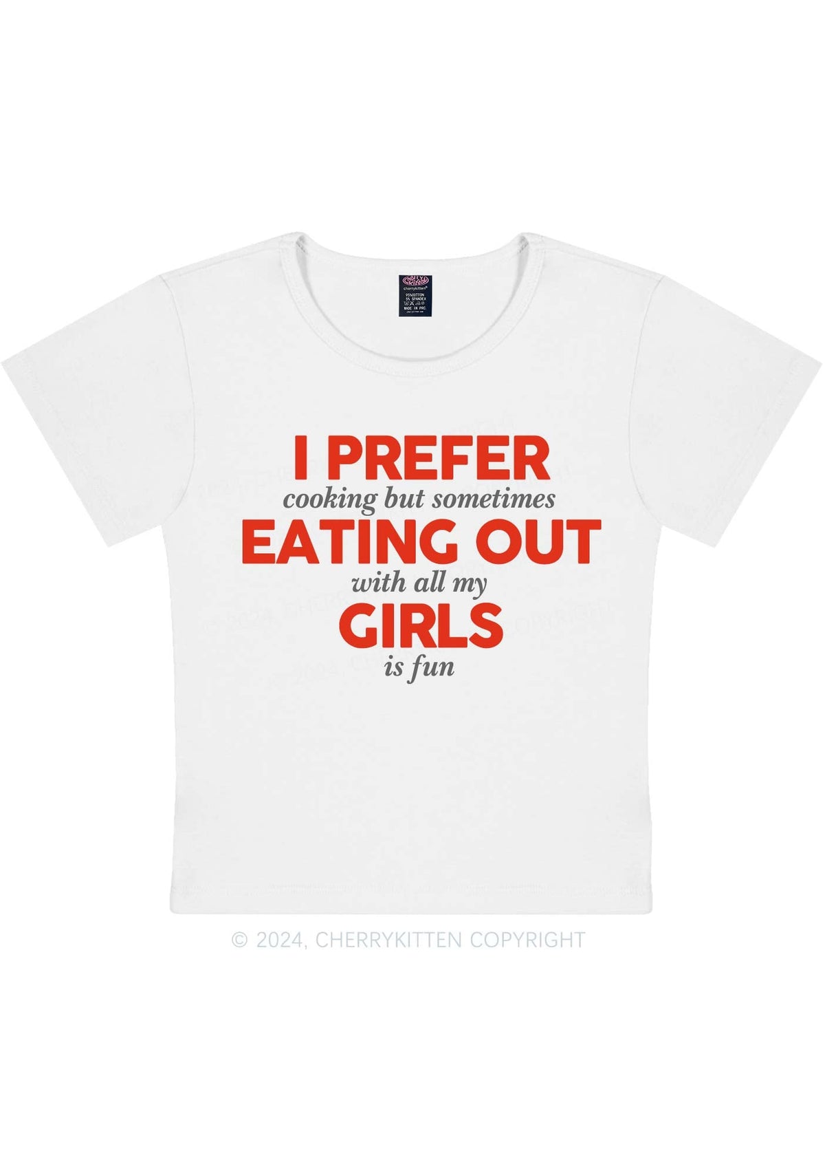 Prefer Eating Out Girls Y2K Baby Tee Cherrykitten