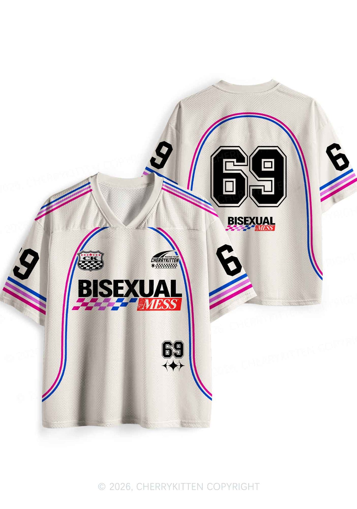 Creamy White Bisexual Mess Pride Y2K Sport Jersey Shirts Cherrykitten