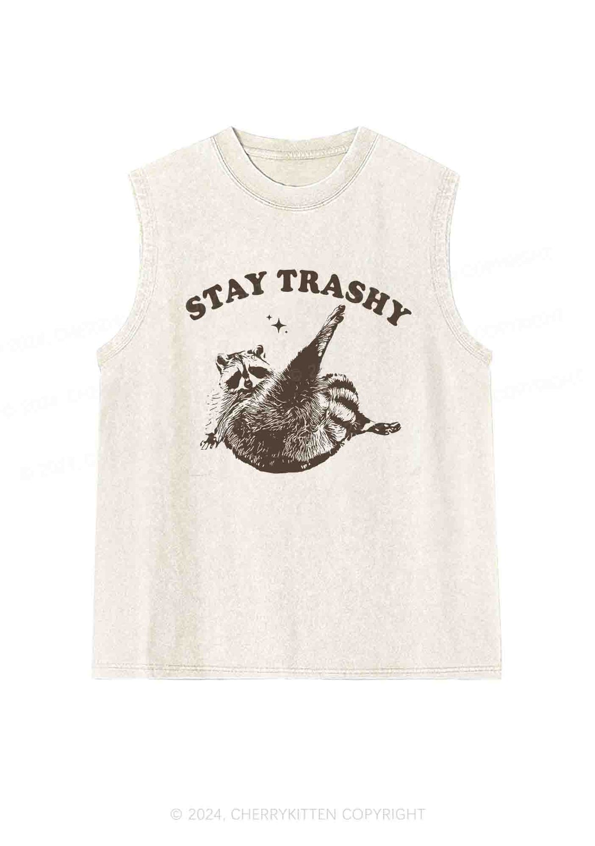 Raccoon Stay Trashy Y2K Washed Tank Cherrykitten