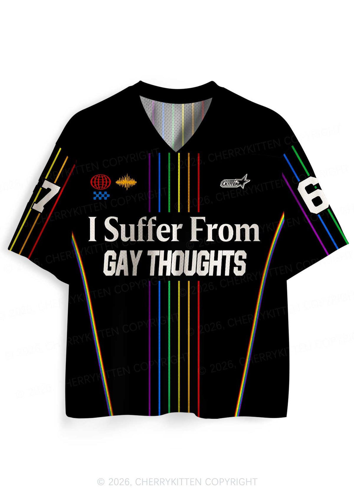 Black I Suffer From Gay Thoughts Pride Y2K Sport Jersey Shirts Cherrykitten