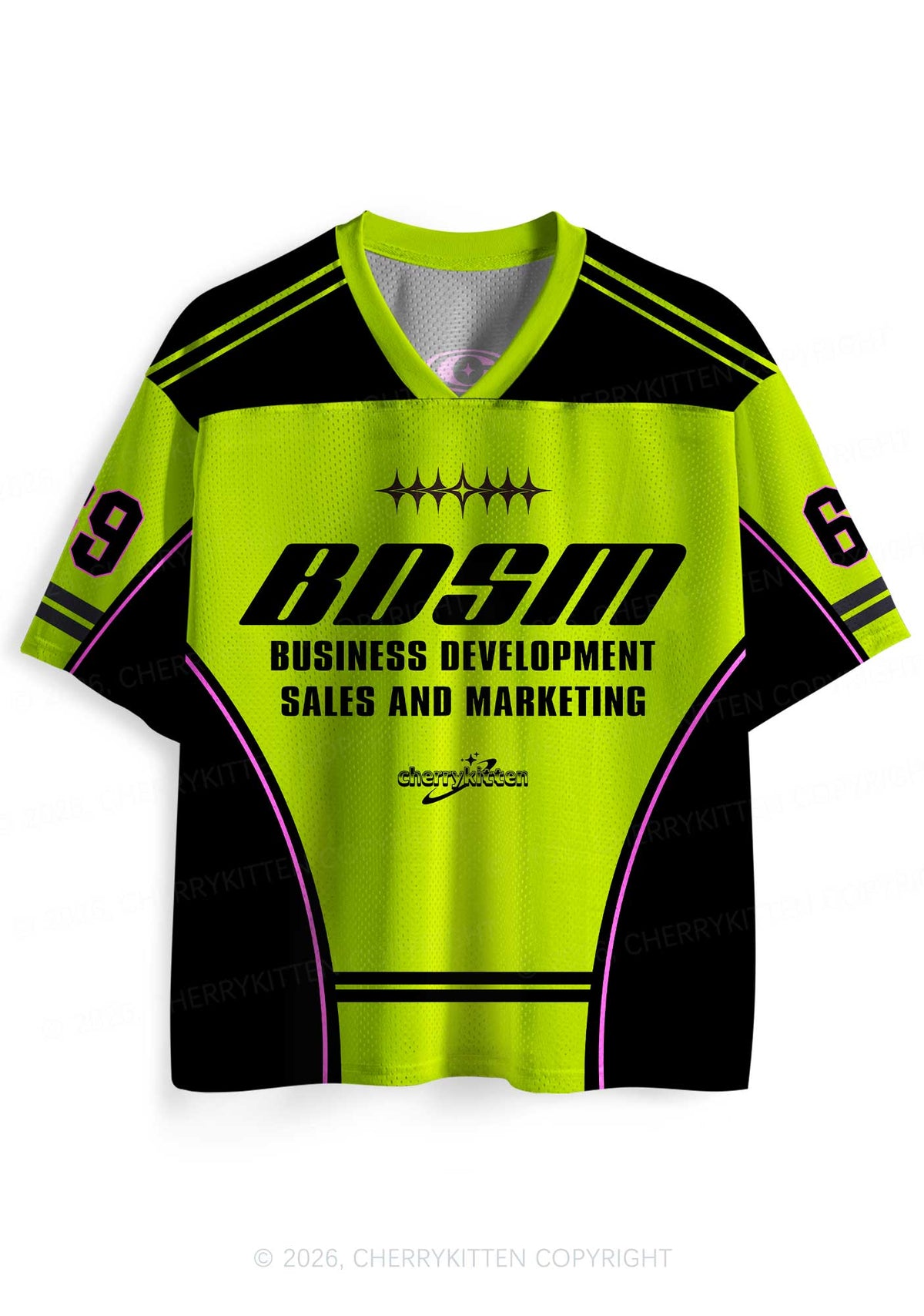 Green BDSM Y2K Sport Jersey Shirts Cherrykitten