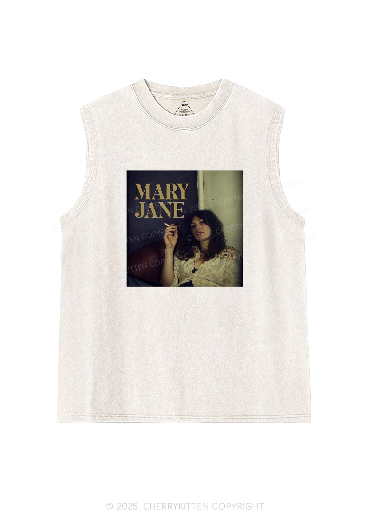 Smoking Woman Y2K Washed Tank Cherrykitten