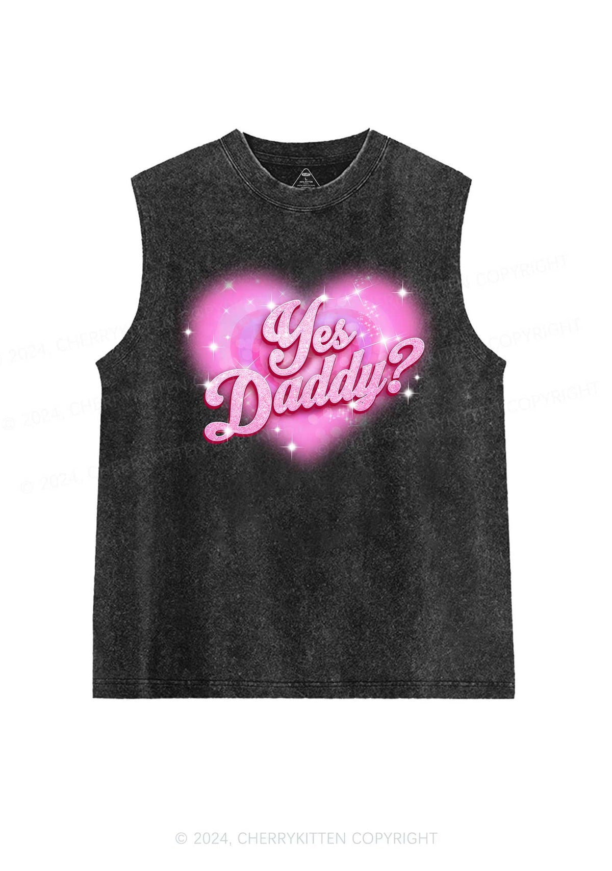 Pink Yes Daddy Y2K Valentine's Day Washed Tank Cherrykitten