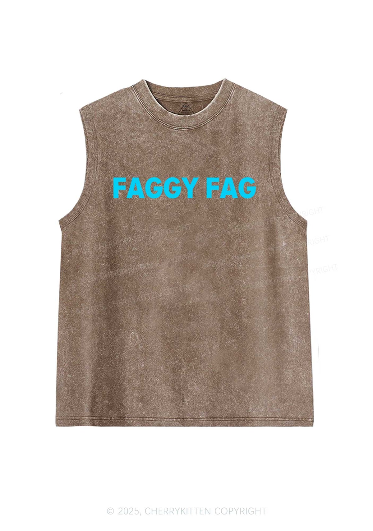 Faggy Fag Pride Y2K Washed Muscle Tank Cherrykitten