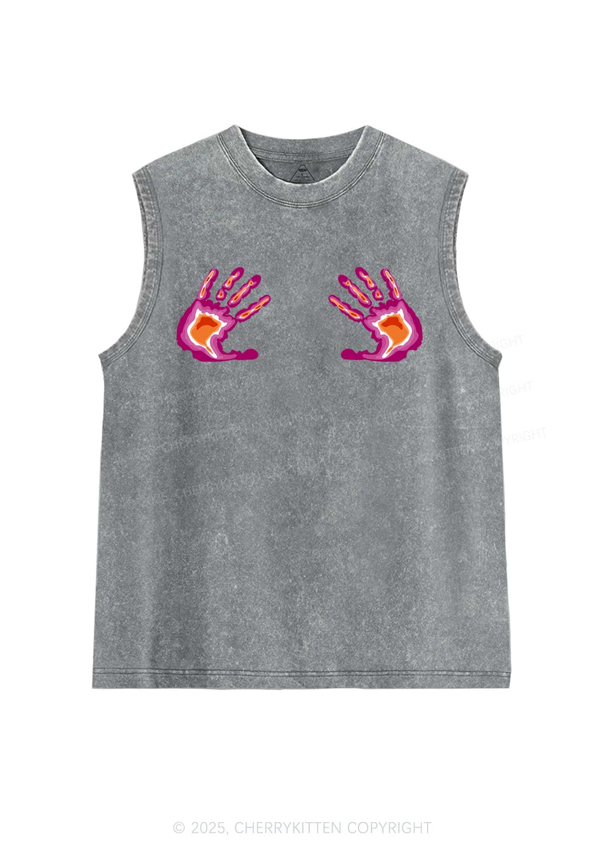 Lesbian Thermal Hands Y2K Washed Muscle Tank Cherrykitten