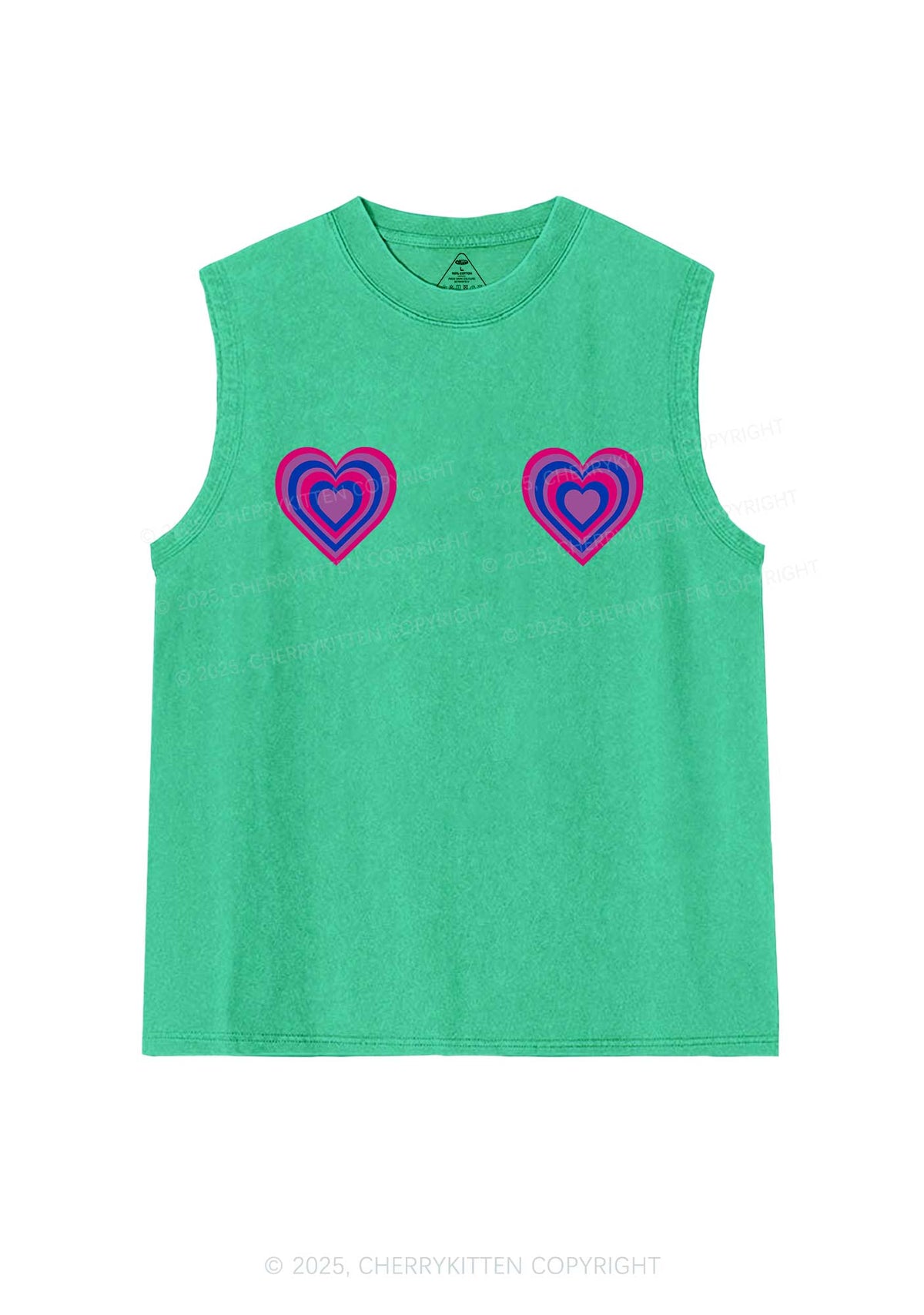 Bisexual Heart Pride Y2K Washed Muscle Tank Cherrykitten