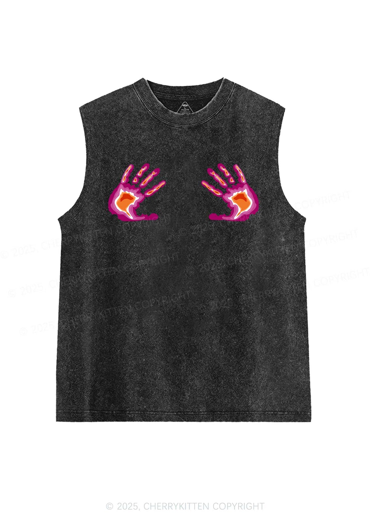 Lesbian Thermal Hands Y2K Washed Muscle Tank Cherrykitten